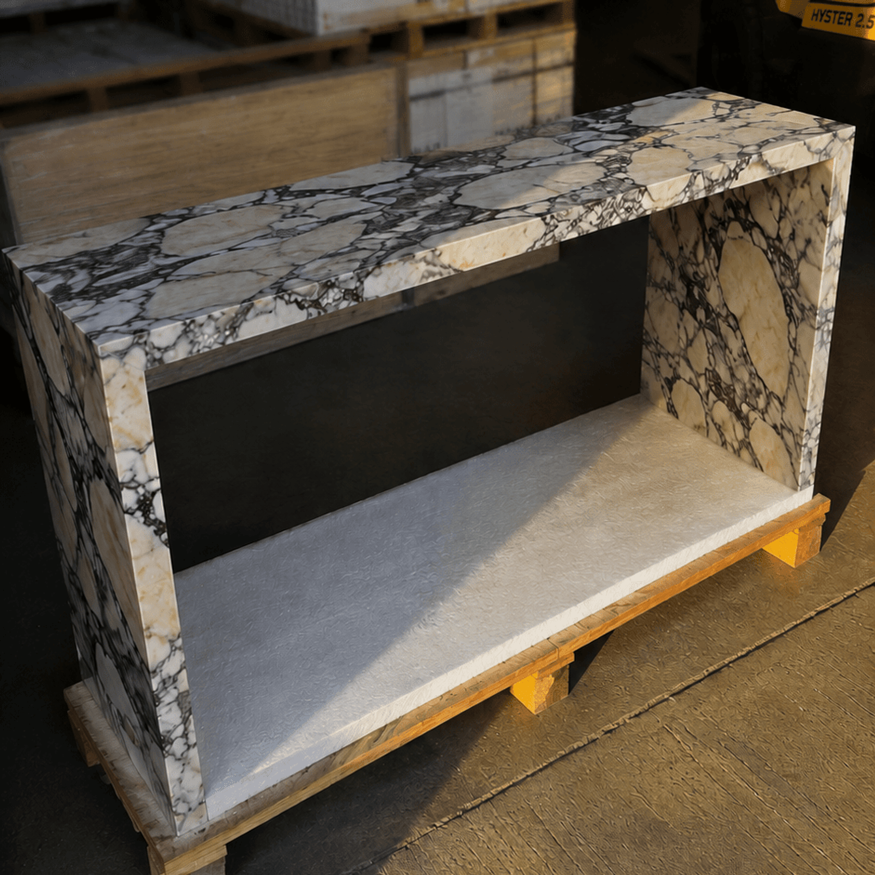 Waterfall Hallway Console - Viola Calacatta Marble