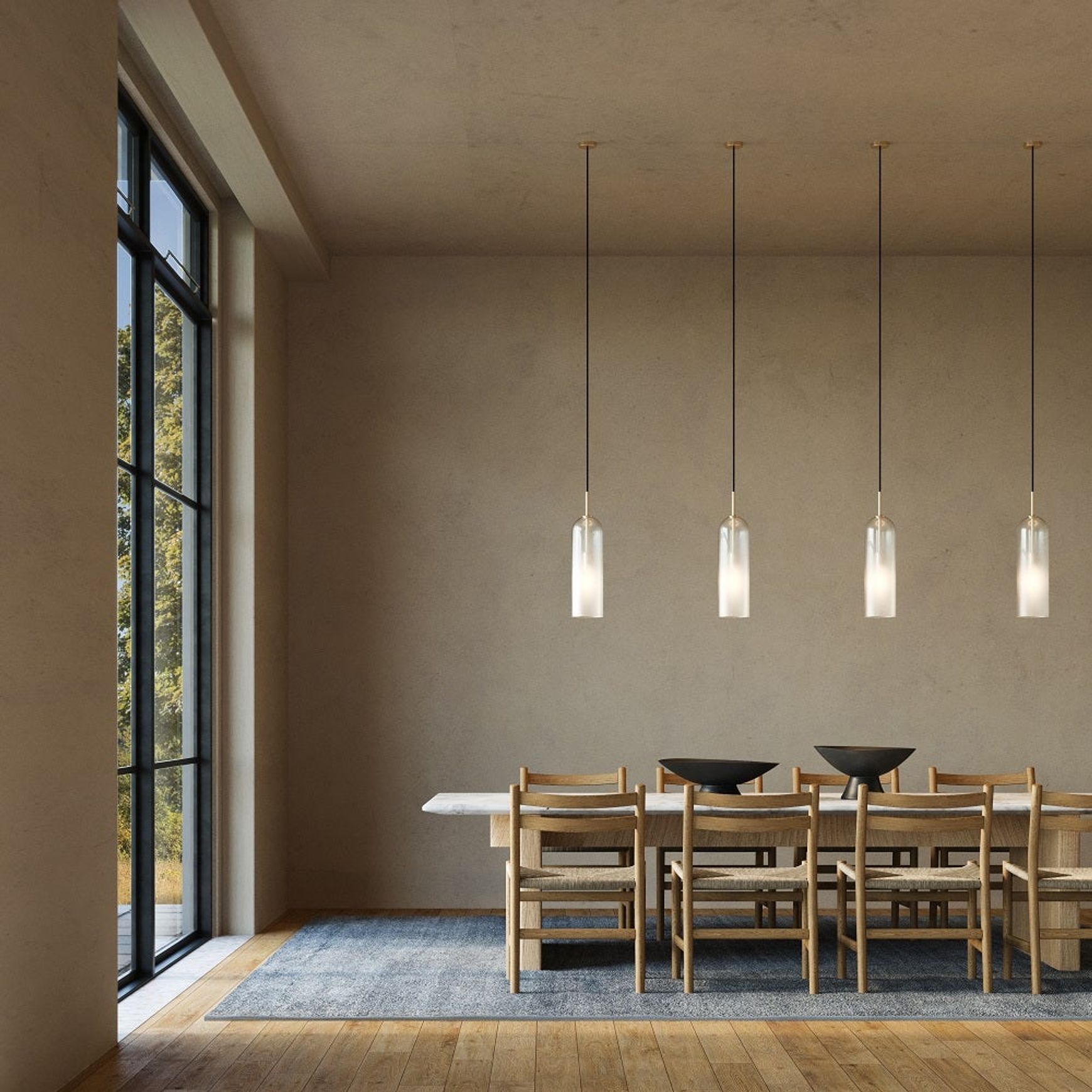 Ombre 1 Light Glass Pendant - Large in White