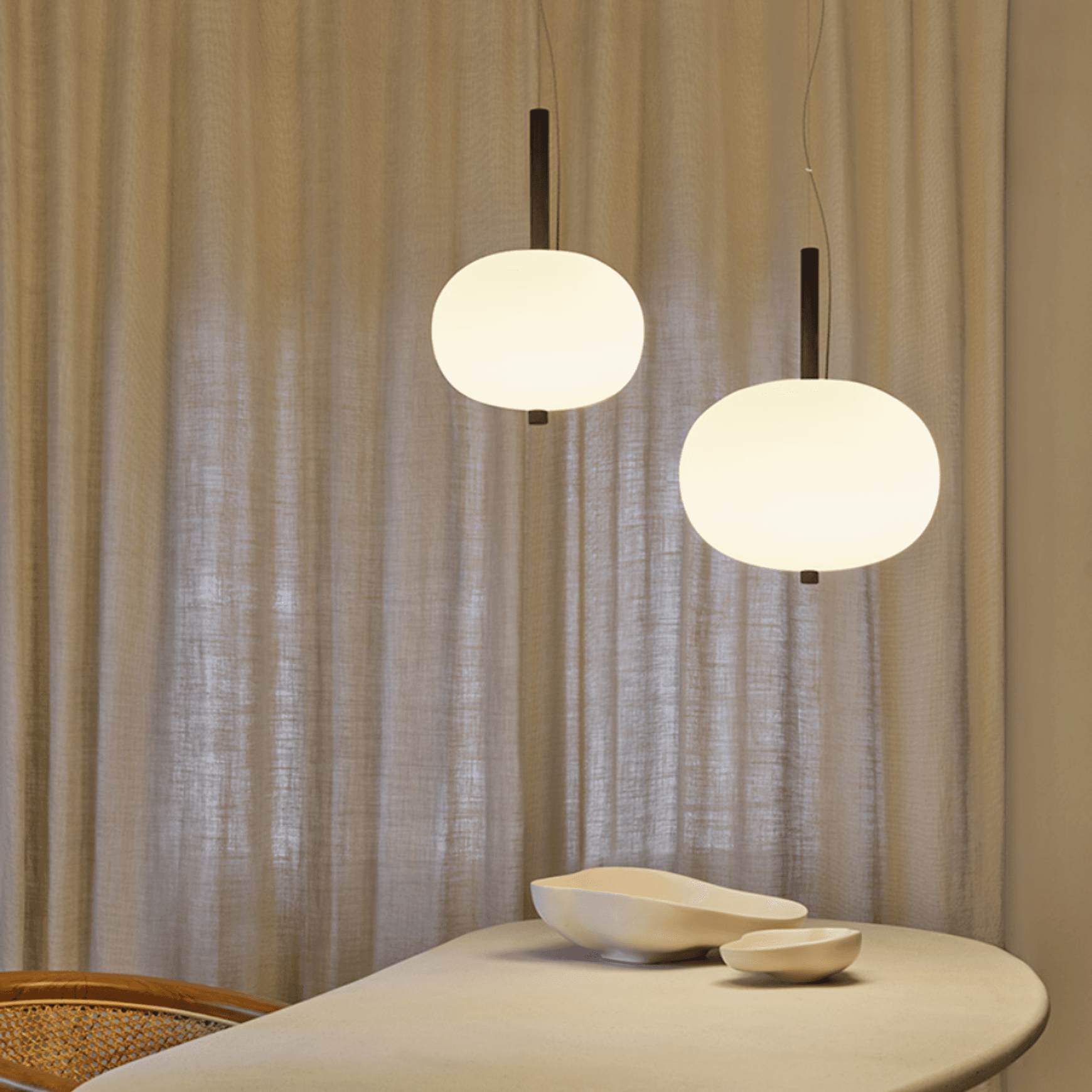 Luna LED Glass Pendant - Small in Ash