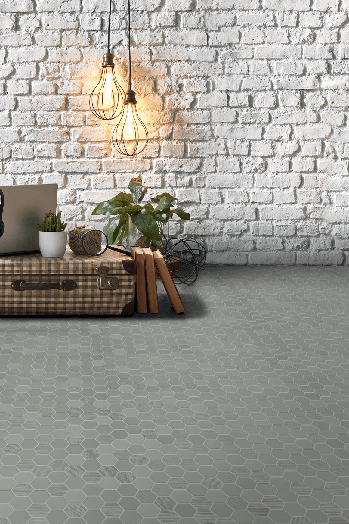Beton Still Hex Mosaic Tiles