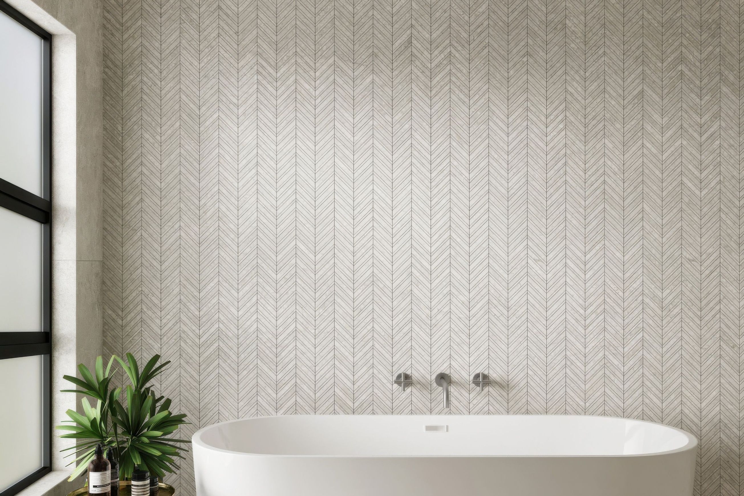Arctic Tundra Ivory Matt Herringbone Mosaic