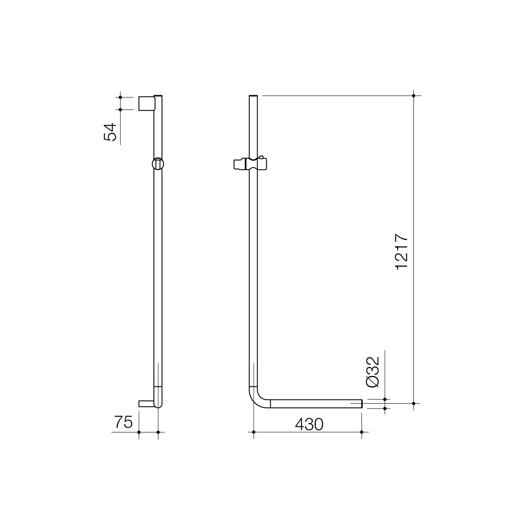 Opal Support Shower Rail 90 Degree