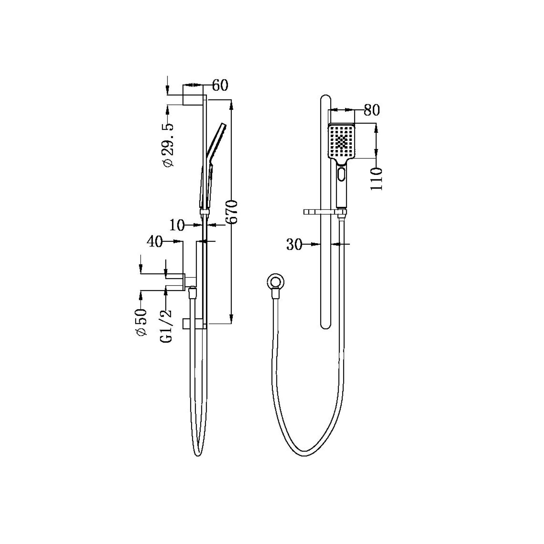 Bianca Shower Rail | Brushed Nickel