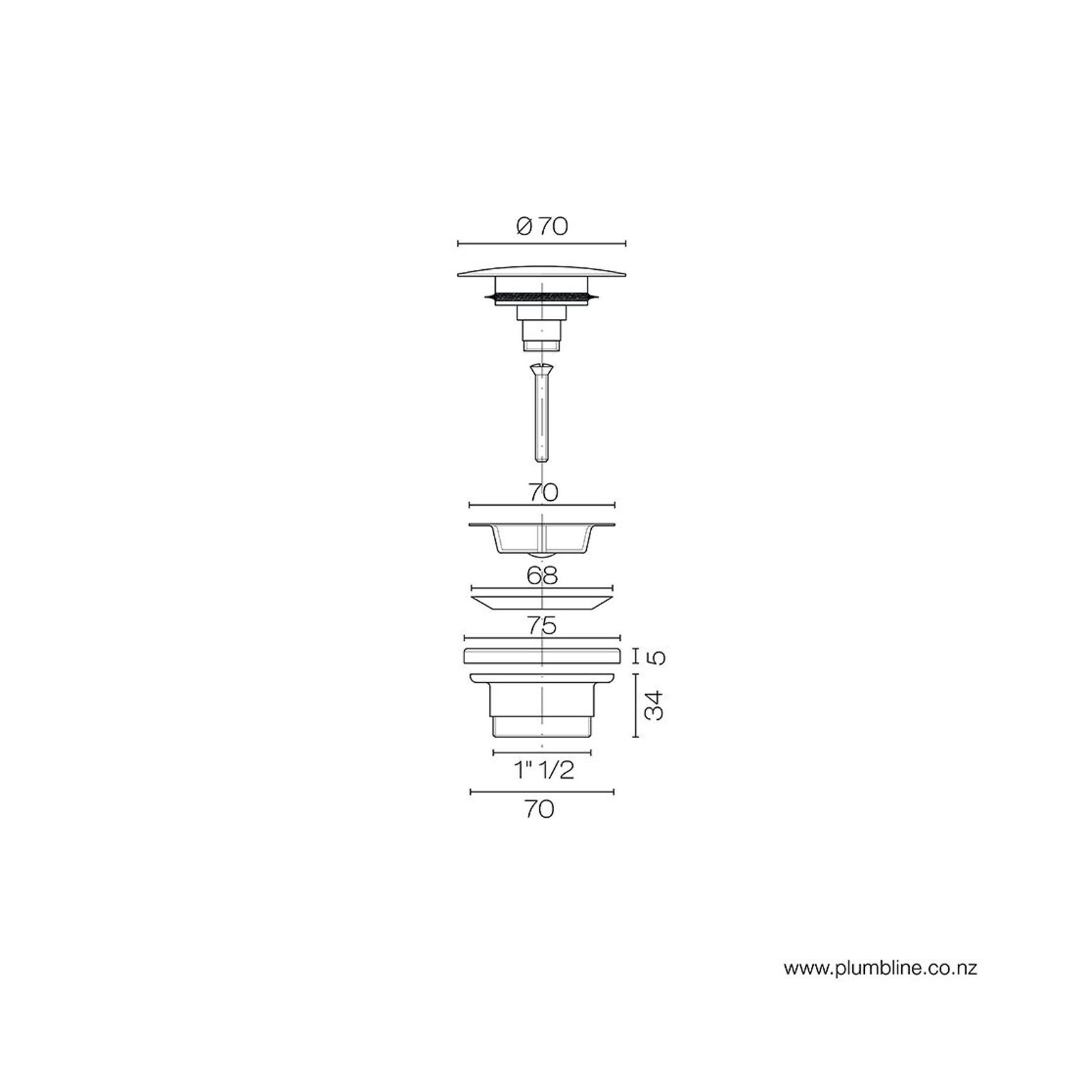 Oli 316 Top Fix 40mm Bath Pop Up Waste