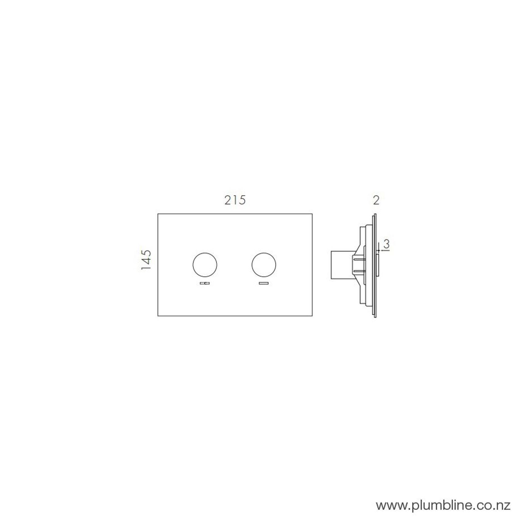 Oli Flush Panel Brushed Gunmetal PVD dimensions