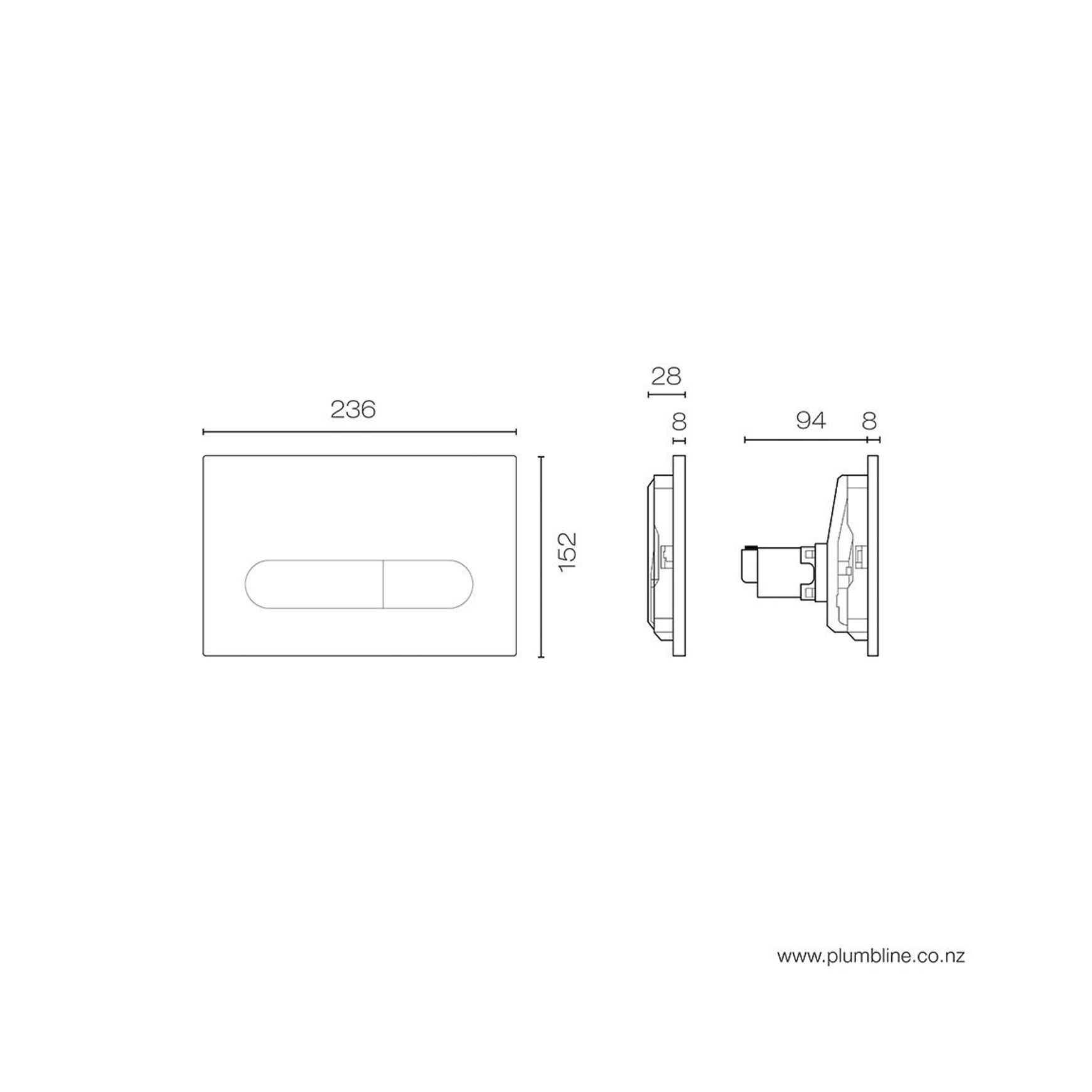 Como Flush Panel Matt Black dimensions