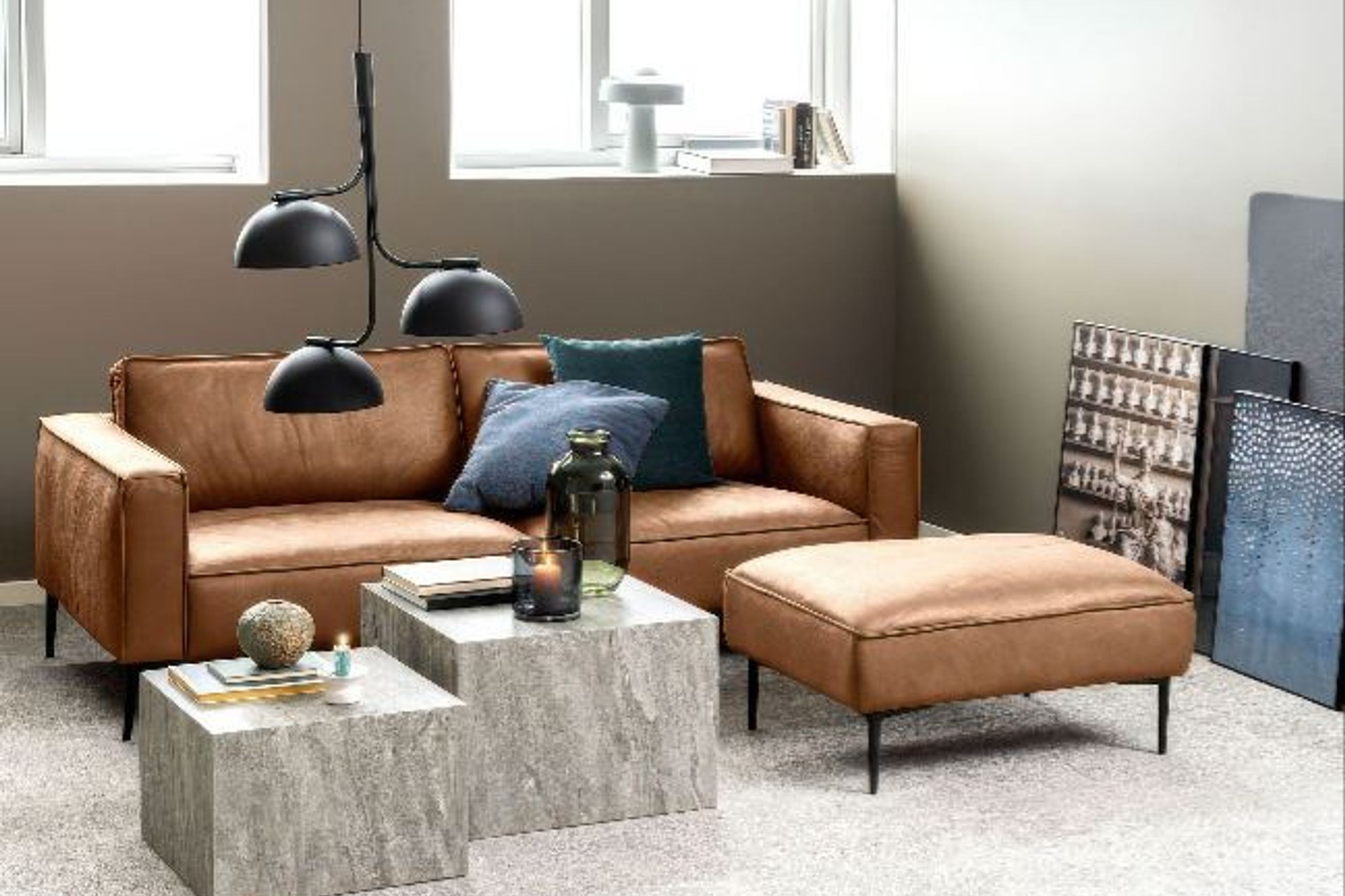 Enzo Ottoman - Leather Mix