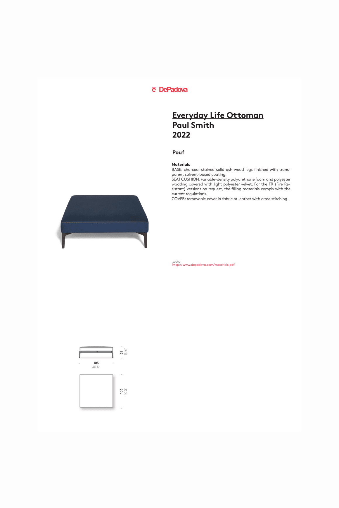 Everyday Life Ottoman by DePadova
