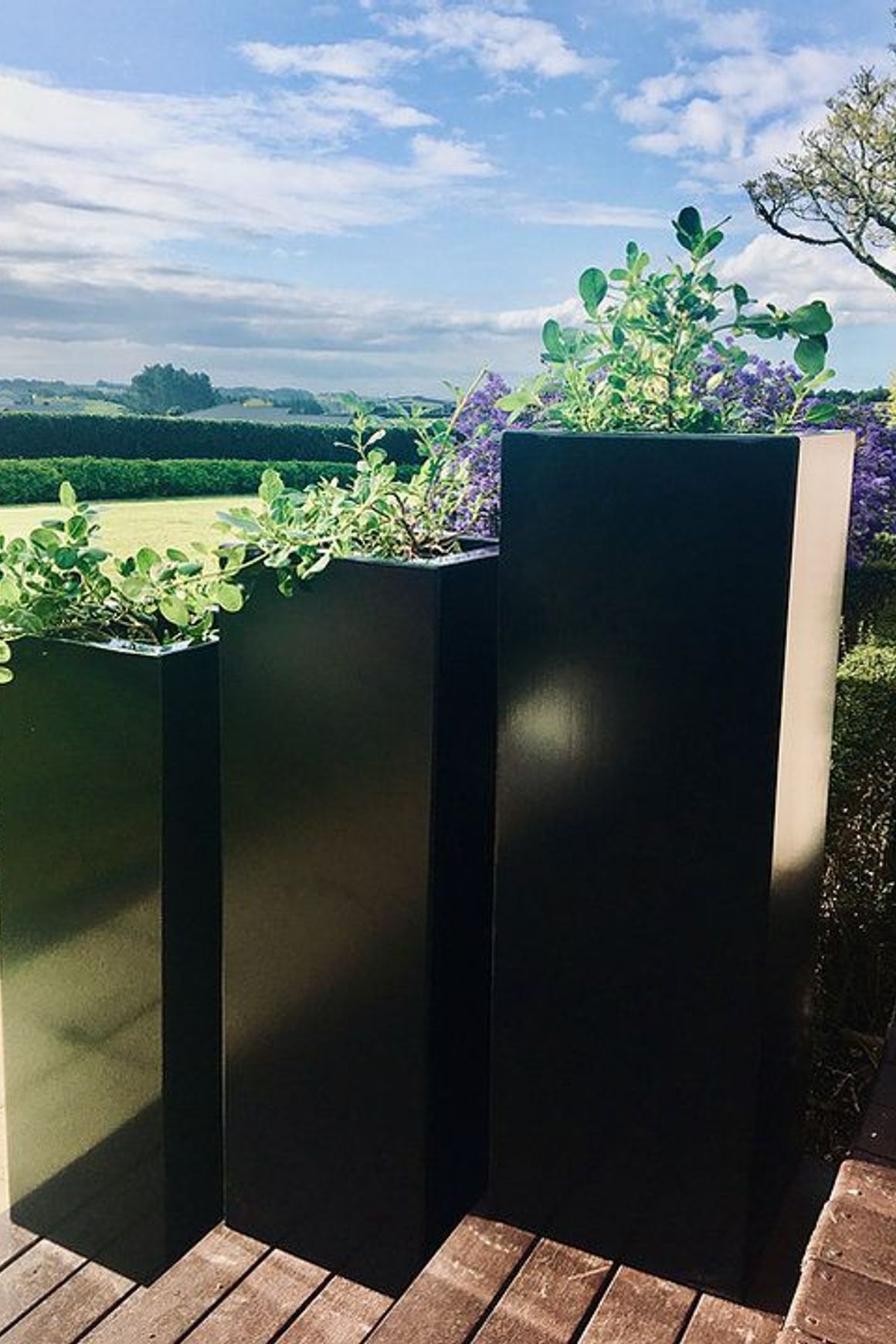 Black Powder Coated Steel Column 300 Planter