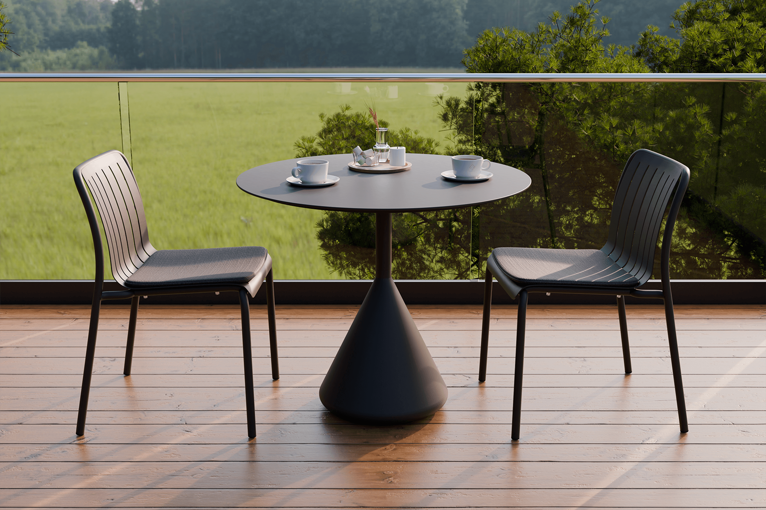 Kora Cafe Table 90cm Dia Aluminium - Outdoor