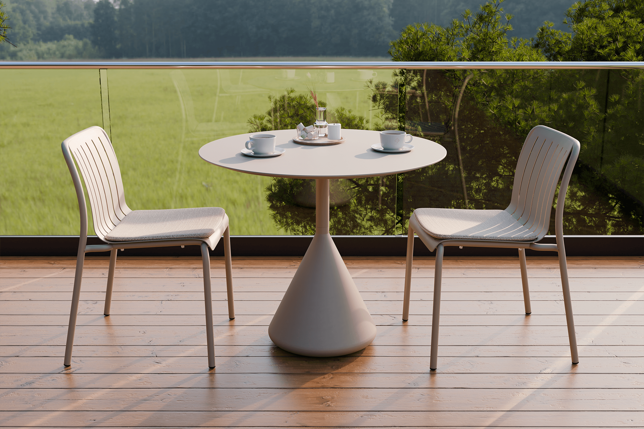 Kora Cafe Table 90cm Dia Aluminium - Outdoor
