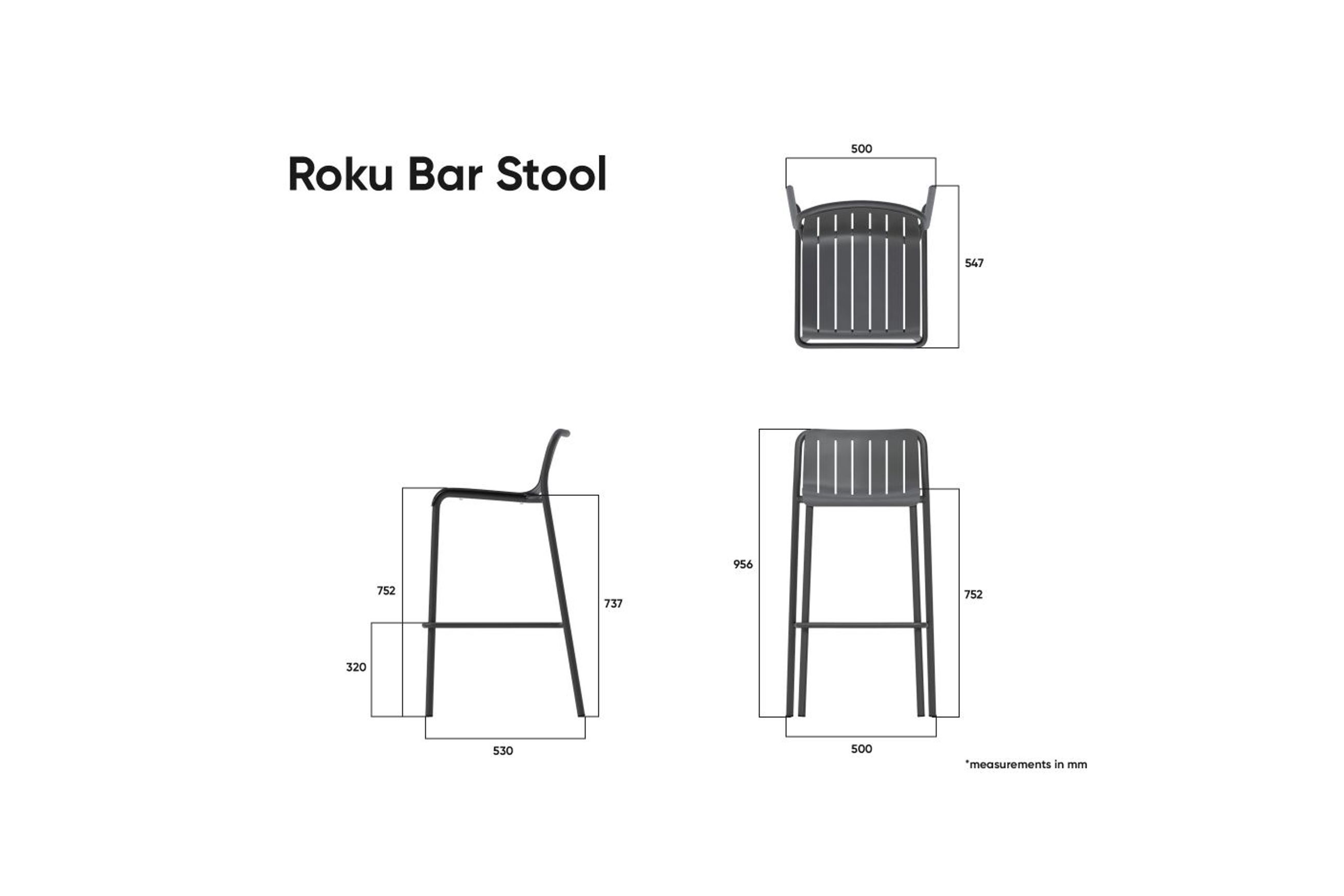 Roku Outdoor Bar Stool in Matt White