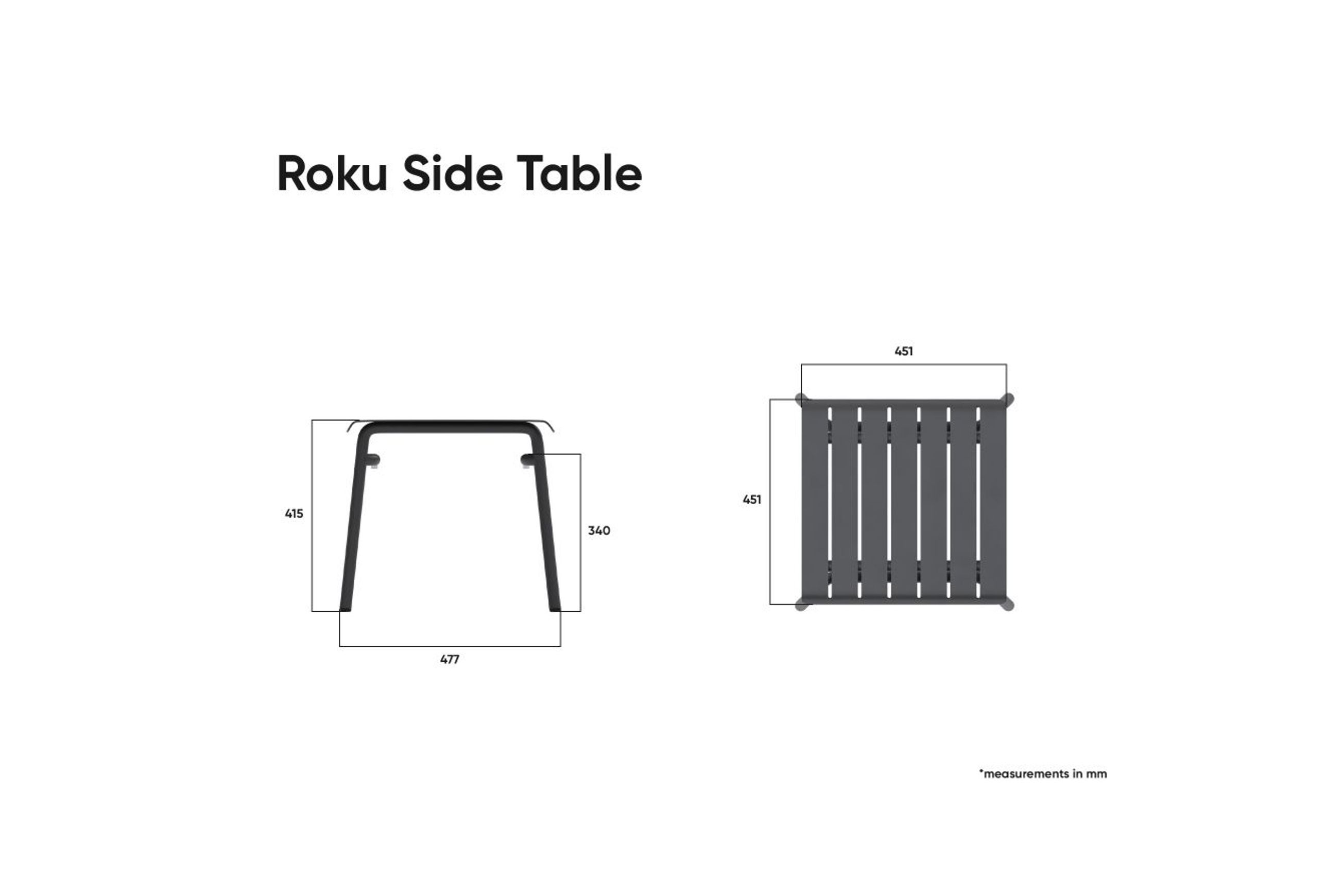 Roku Outdoor Low Stool Footrest in Matt Charcoal