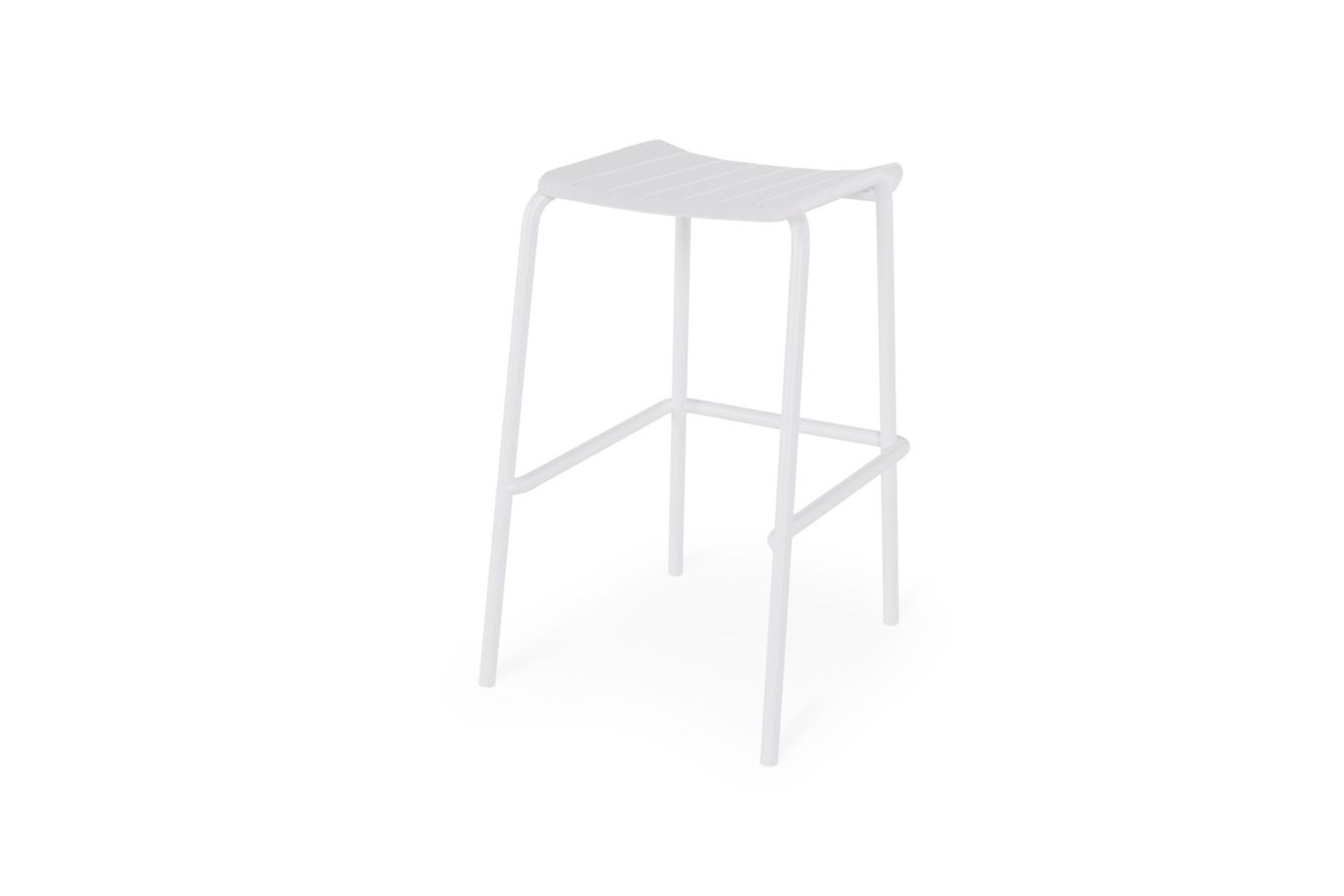 Roku Outdoor Backless Bar Stool in Matt White