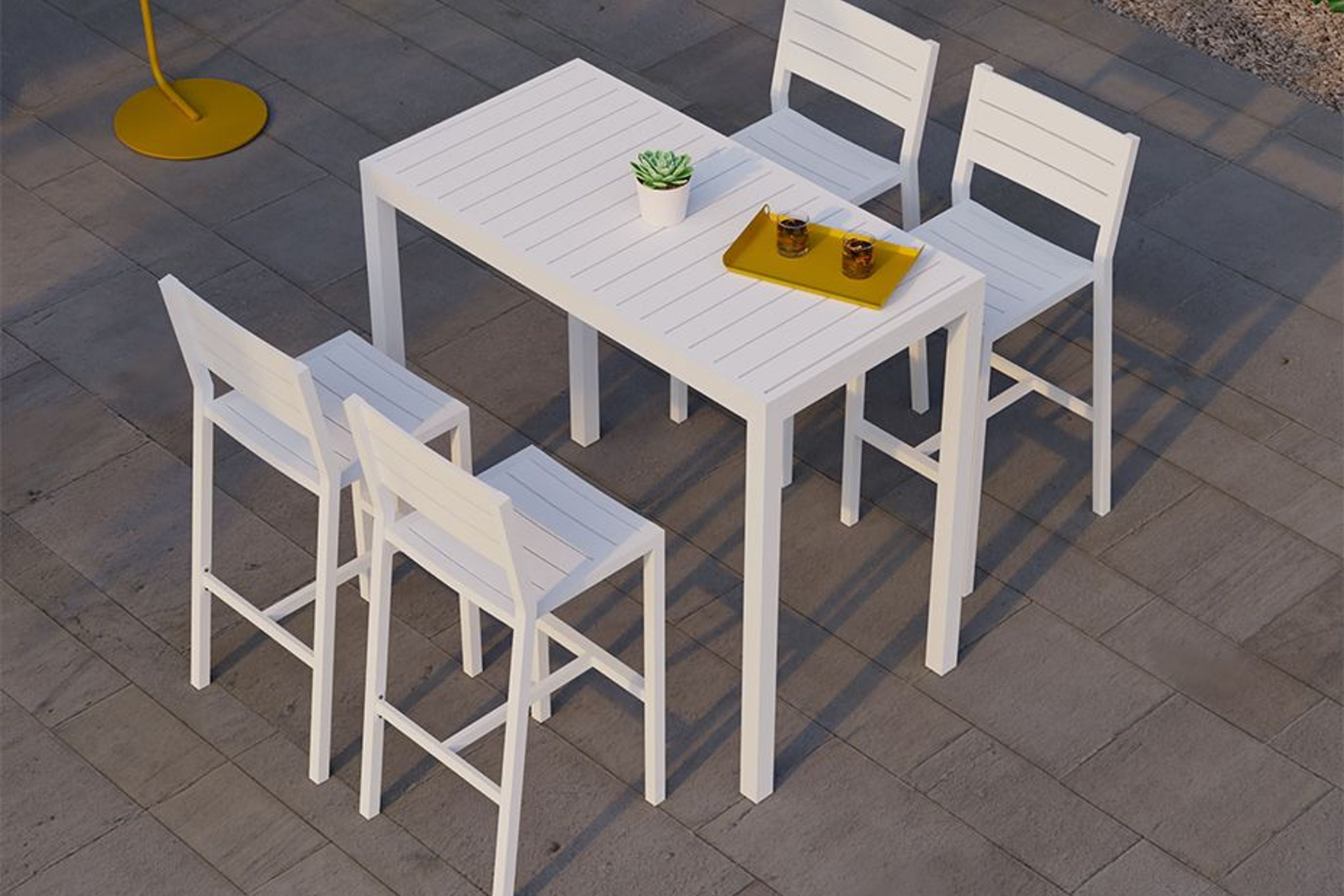 Halki Stool With Backrest - White