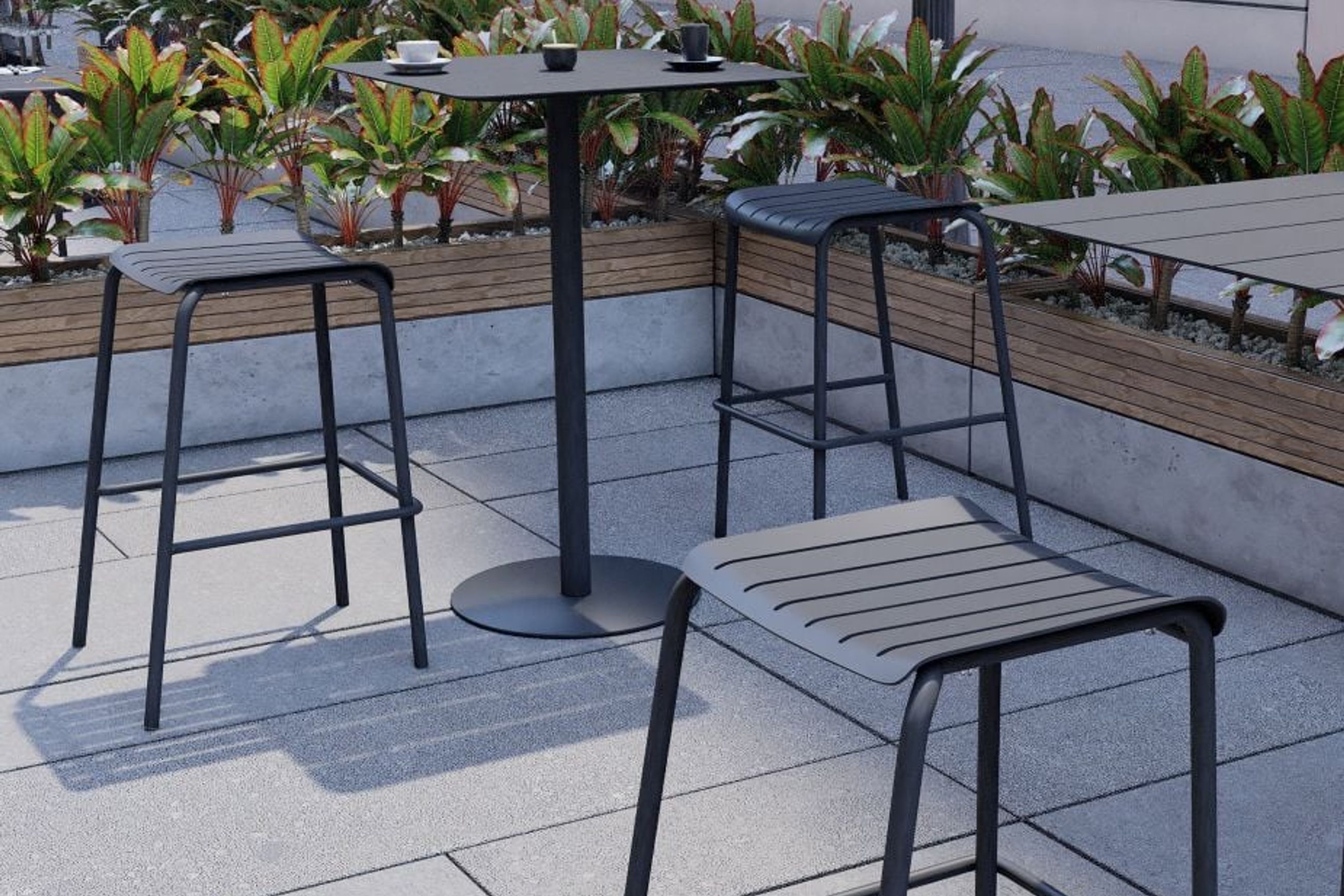 Roku Outdoor Backless Bar Stool in Matt Charcoal