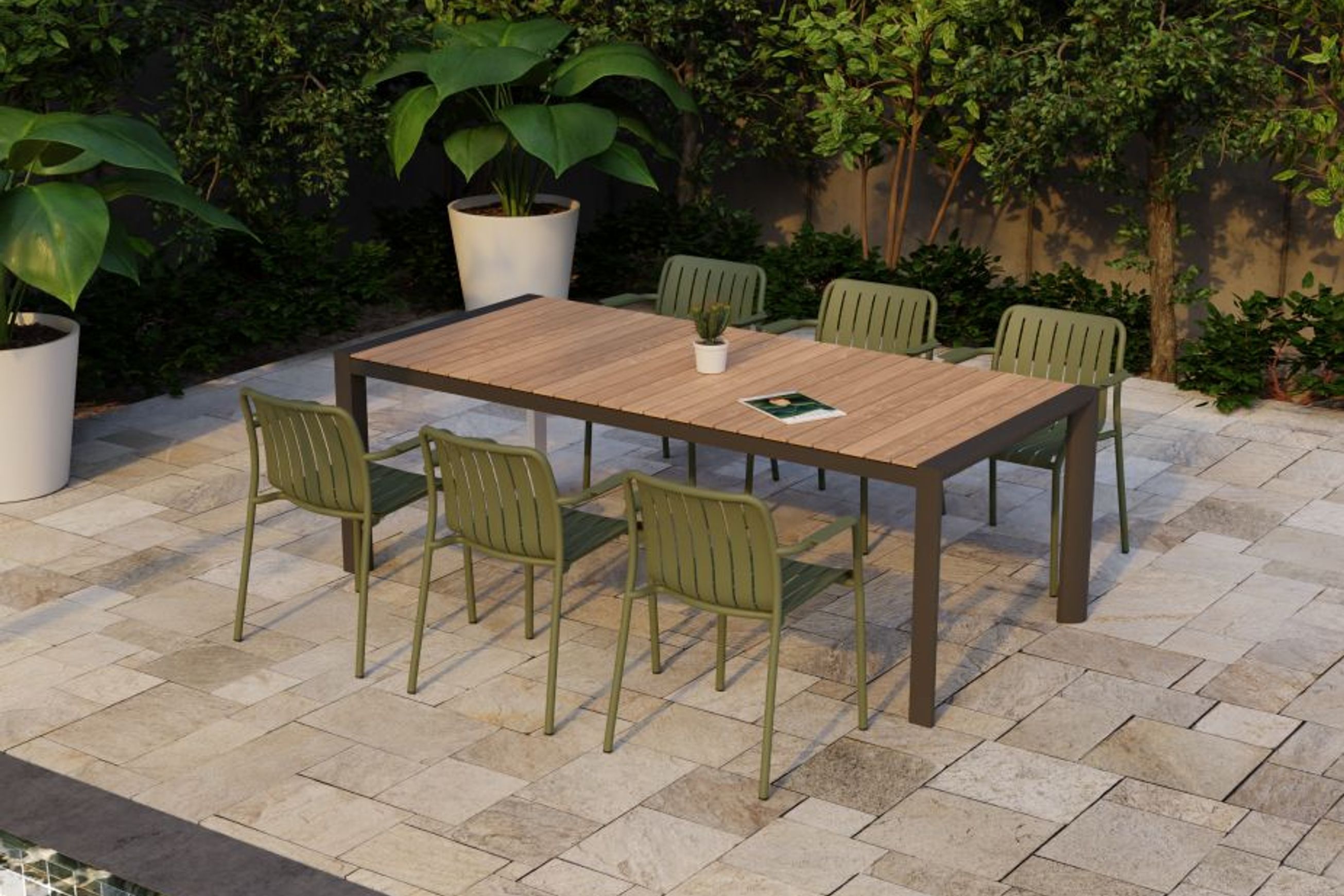 Roku Outdoor Arm Chair in Matt Eucalyptus Green