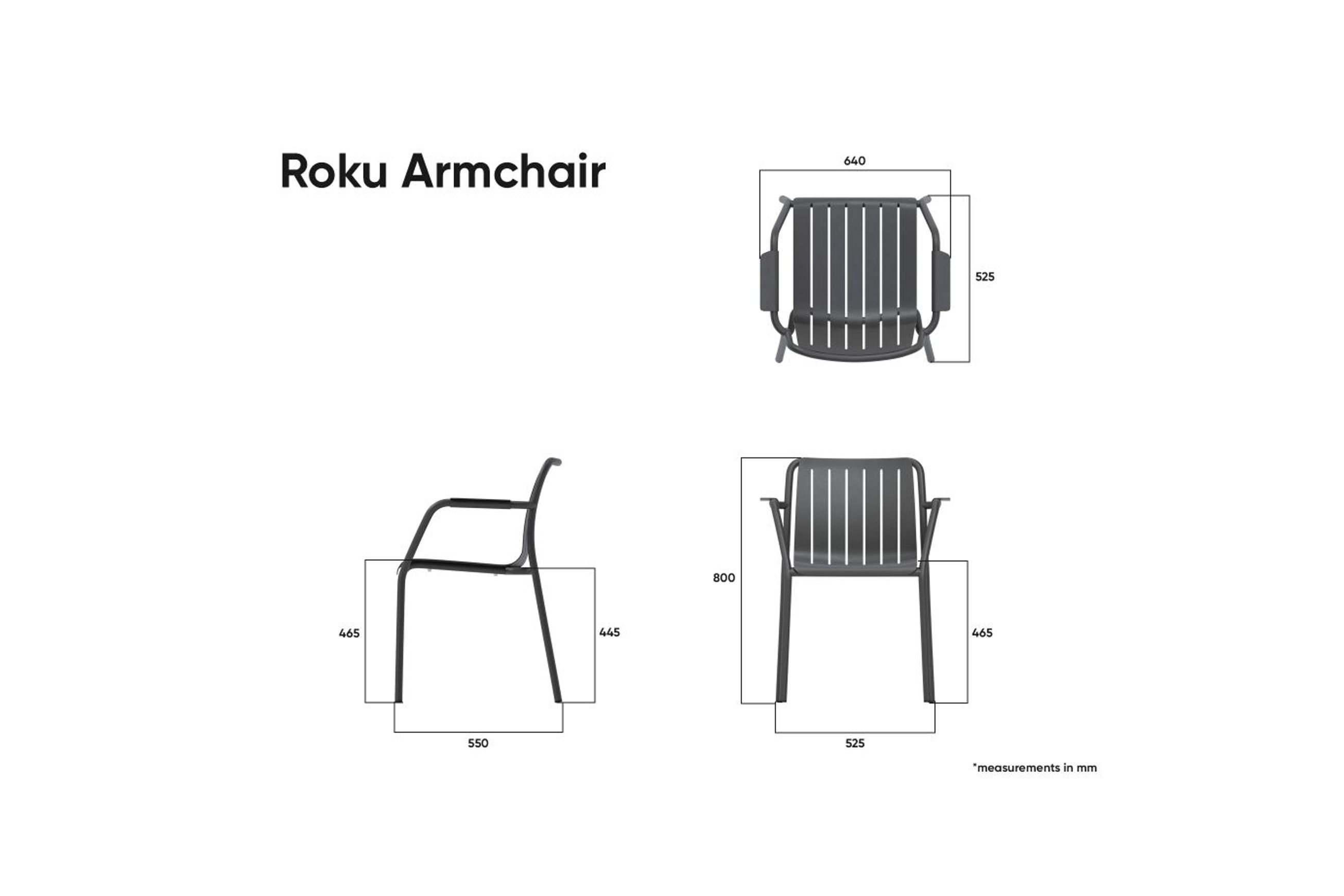 Roku Outdoor Arm Chair in Matt Charcoal