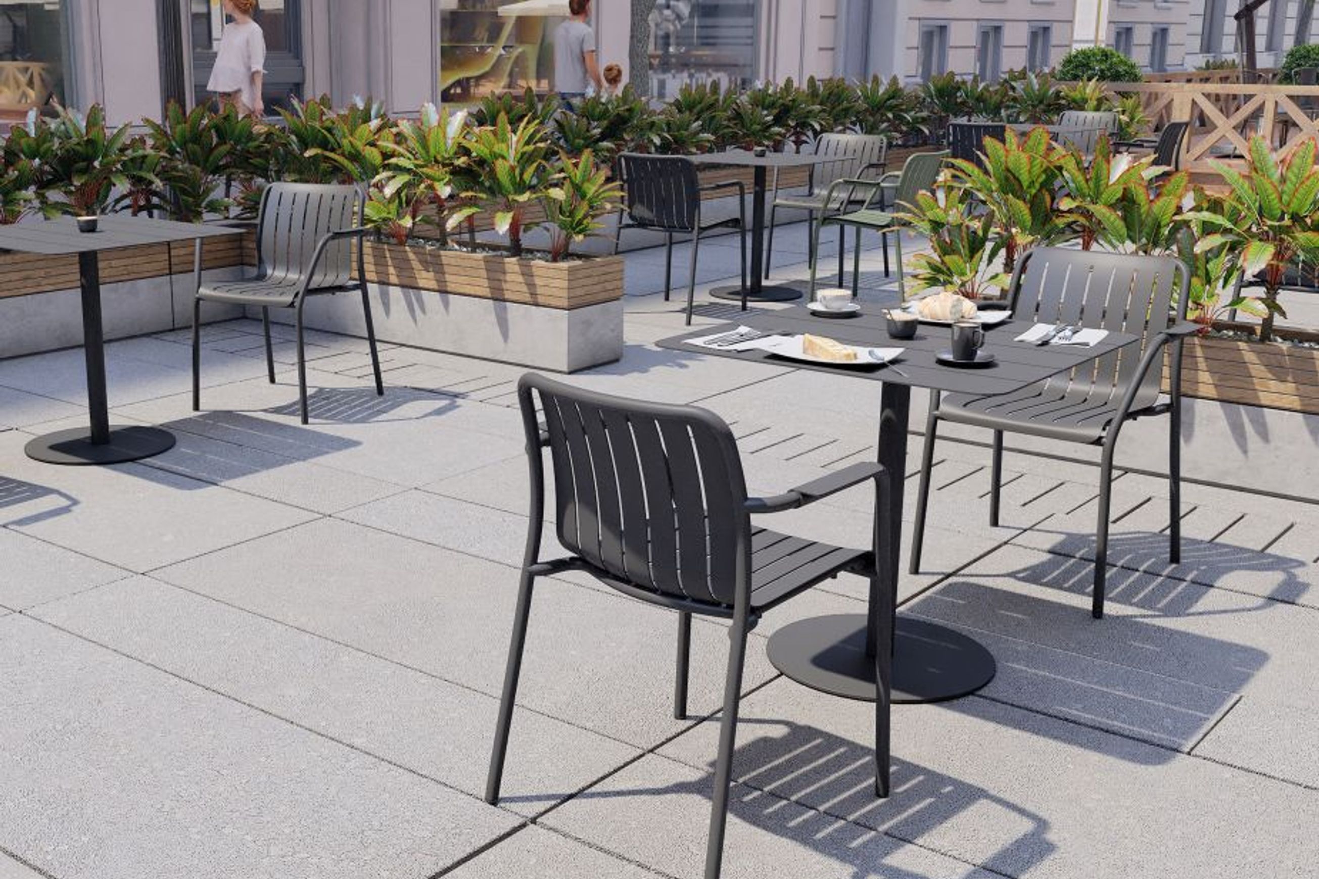 Roku Outdoor Arm Chair in Matt Charcoal