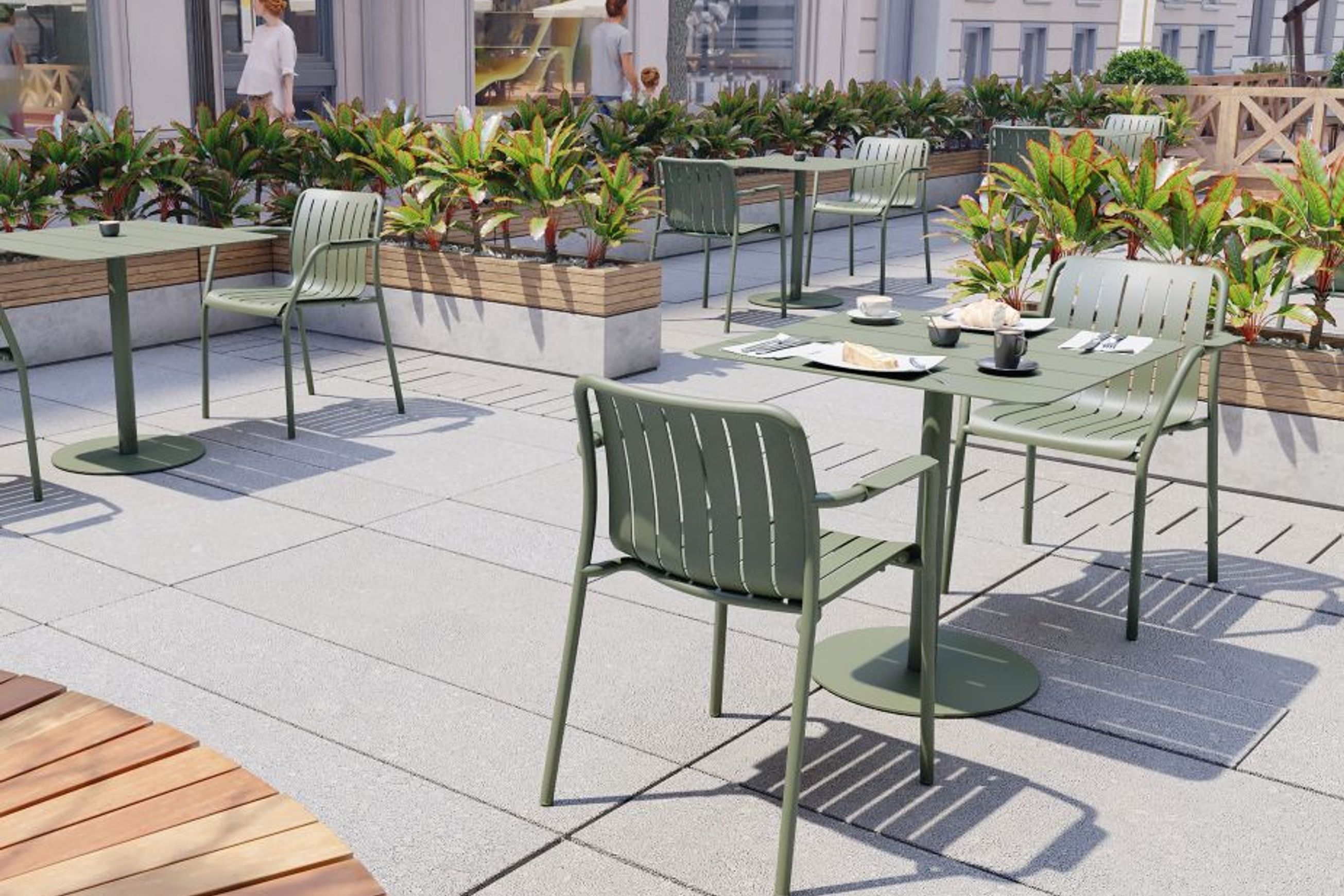Roku Outdoor Arm Chair in Matt Eucalyptus Green