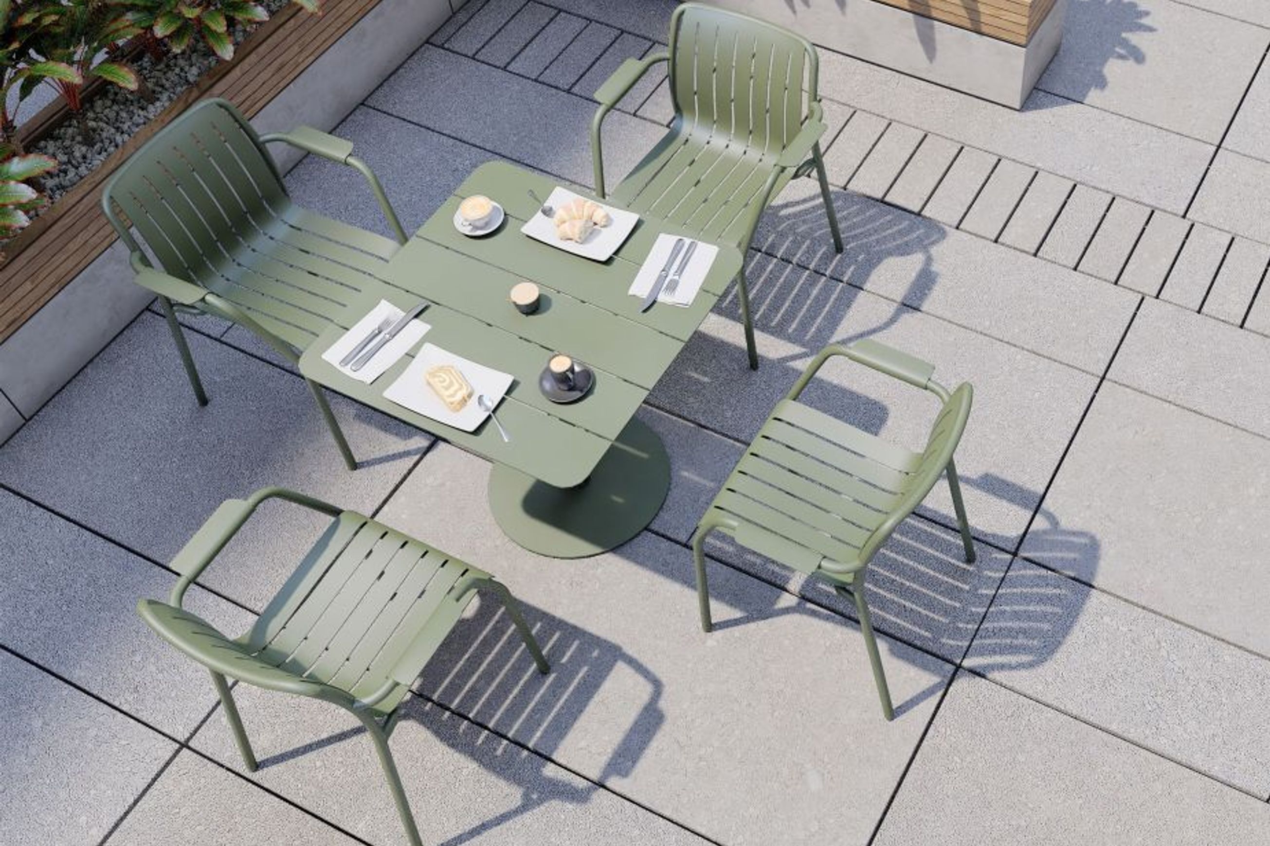 Roku Outdoor Arm Chair in Matt Eucalyptus Green