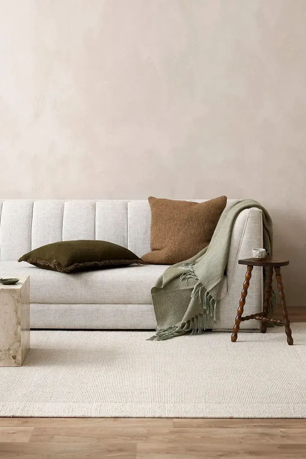 Baya Dover Cushion - Leaf | Lumbar with Fringe