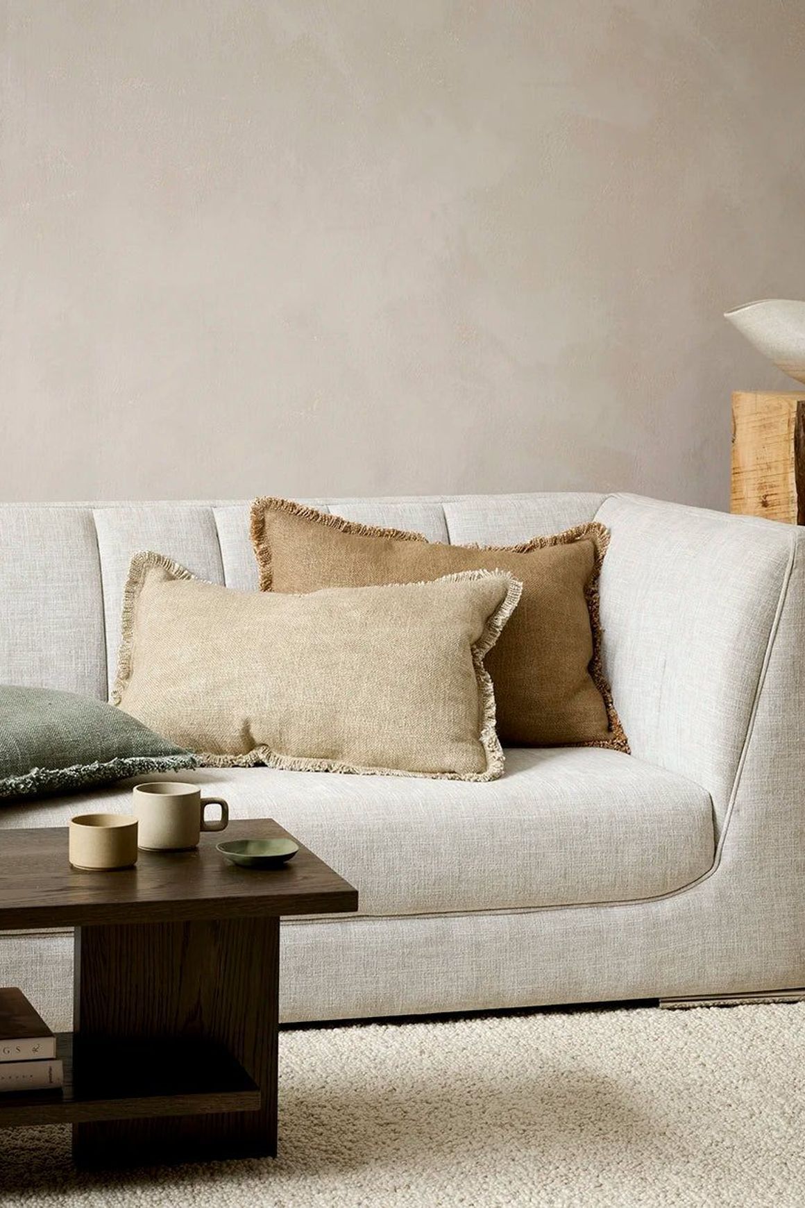Baya Dover Cushion - Natural | Lumbar with Fringe