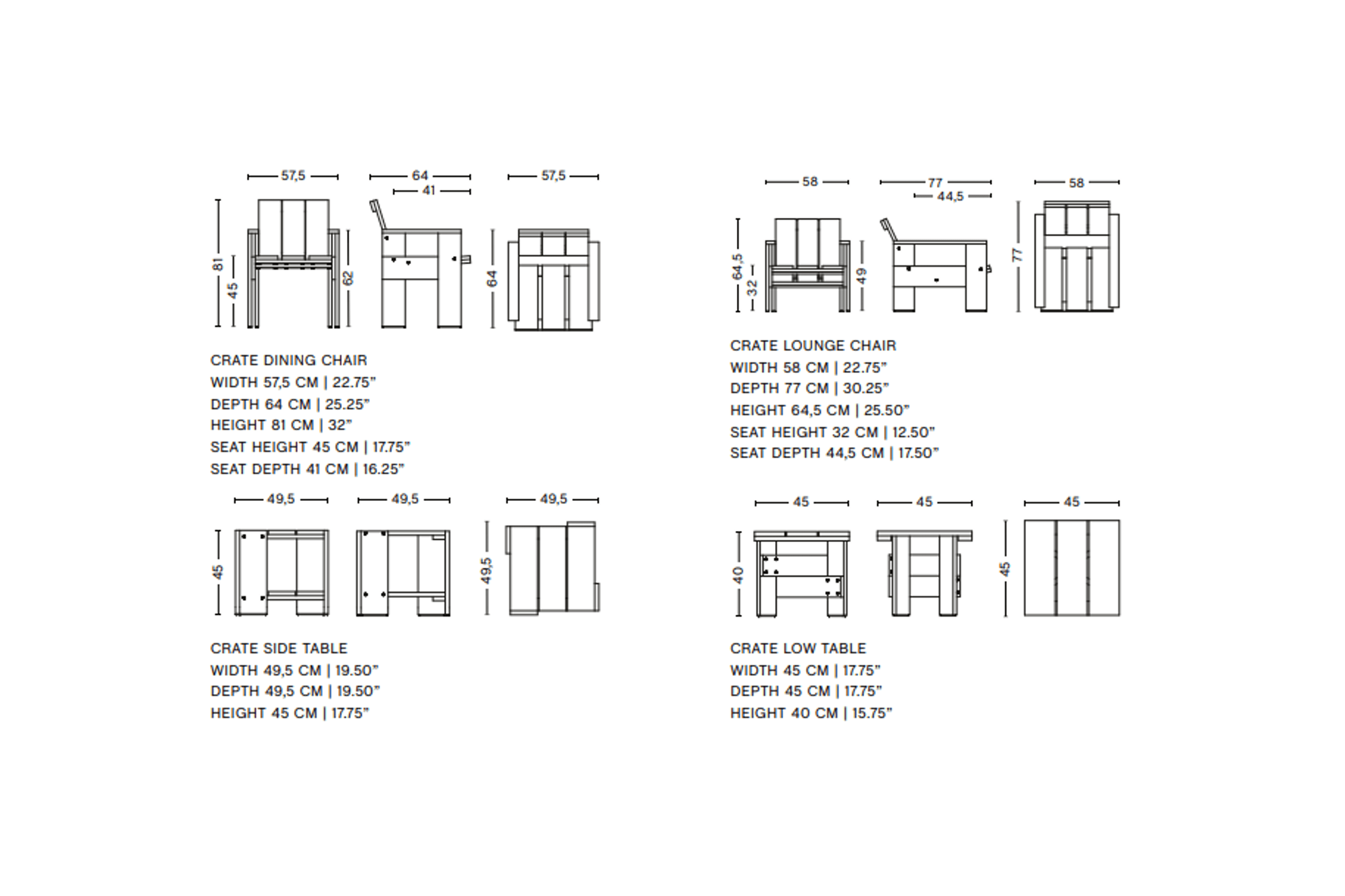 Crate Lounge Chair dimensions