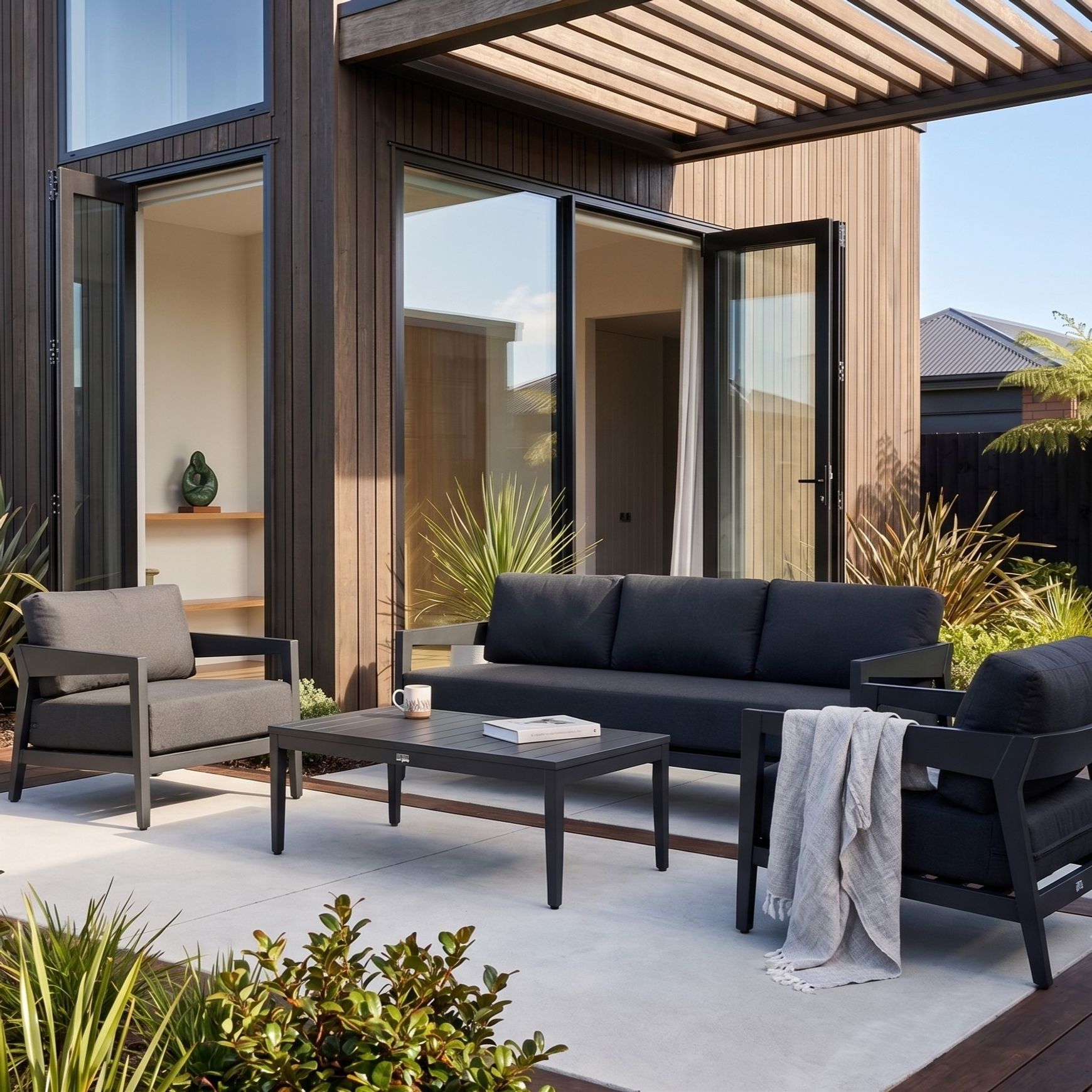 Omaha 3-Seater Lounge Set - Charcoal