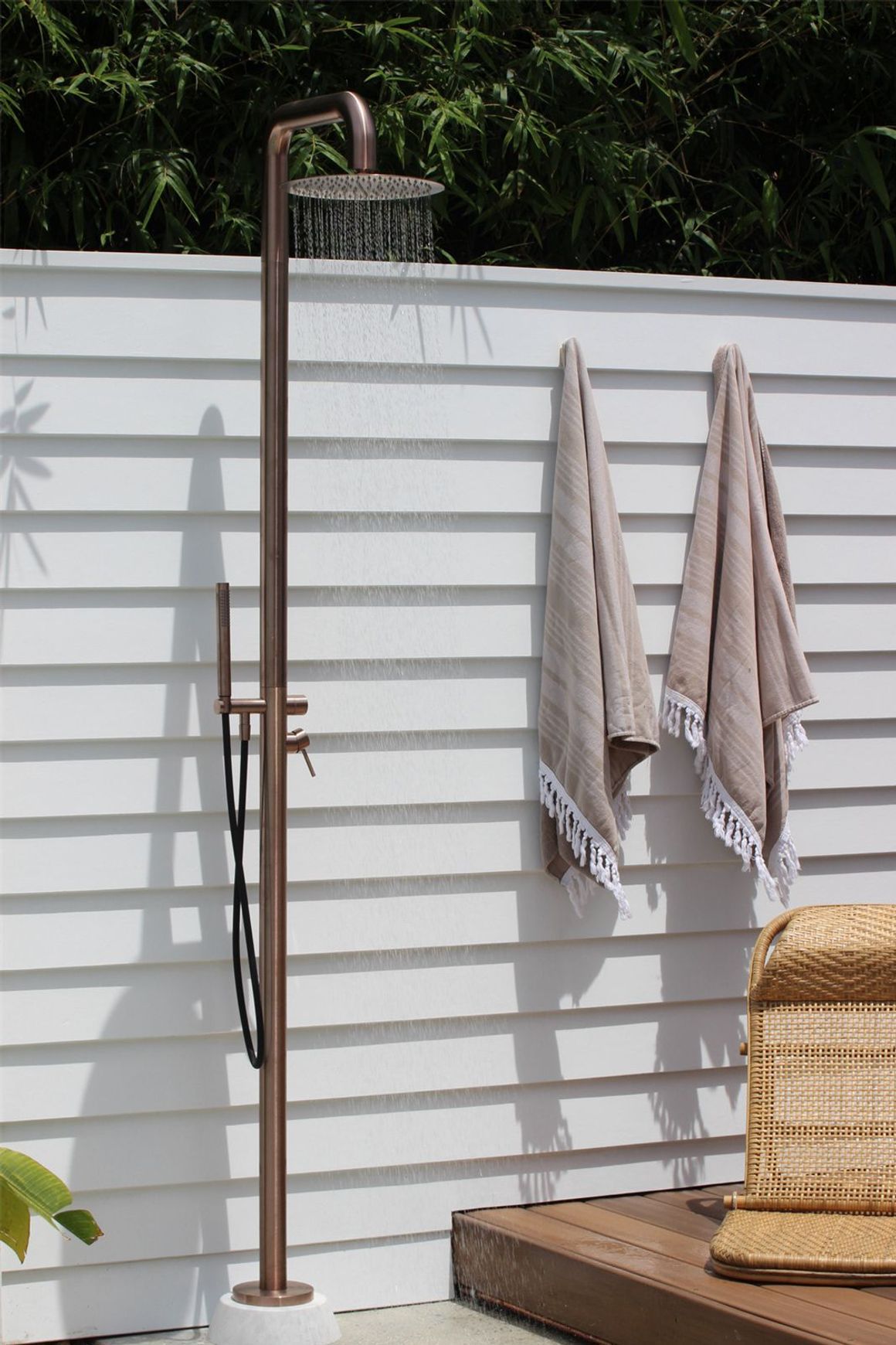 Zen SS316L Outdoor Freestanding Shower Column | Brushed Bronze