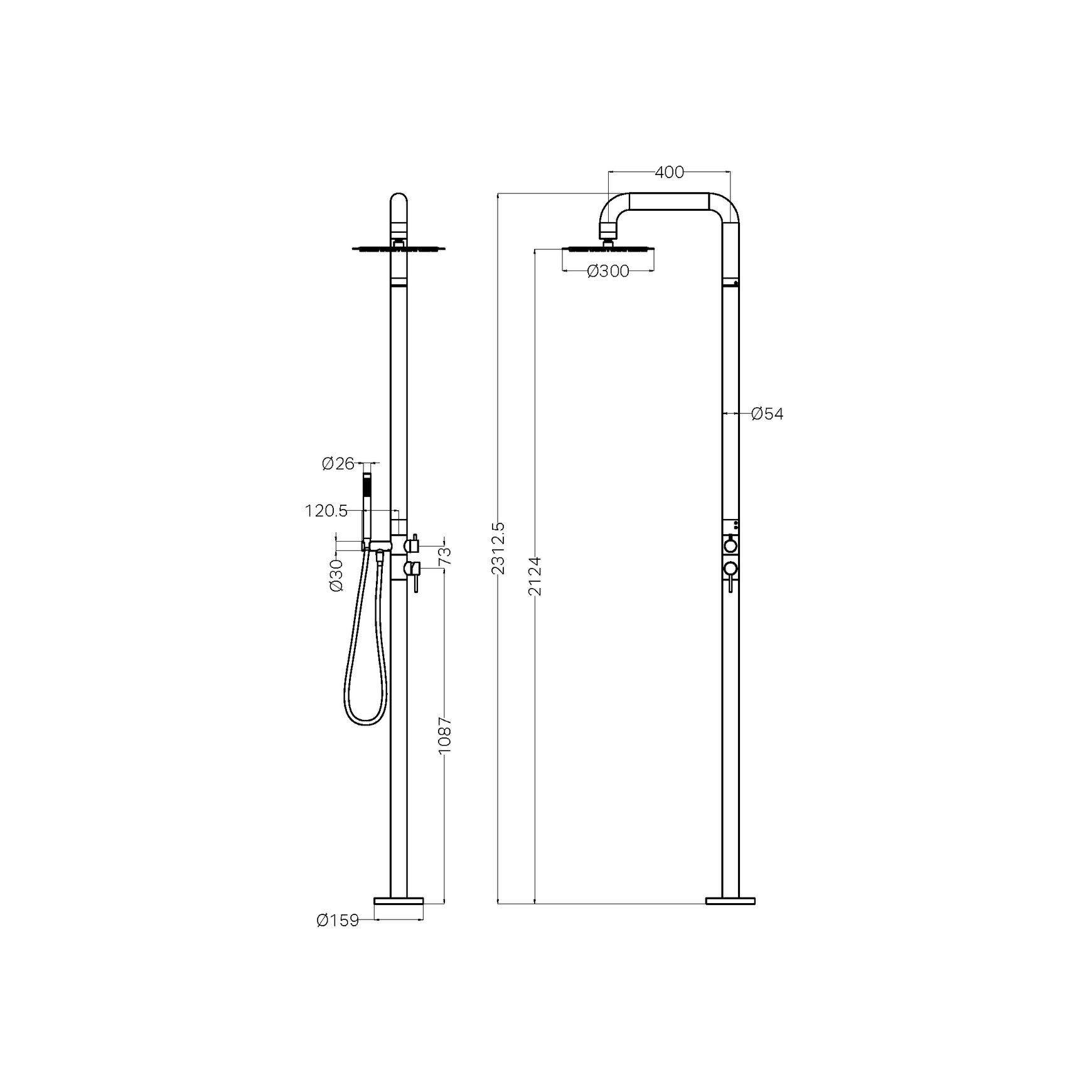 Zen SS316L Outdoor Freestanding Shower Column | Graphite