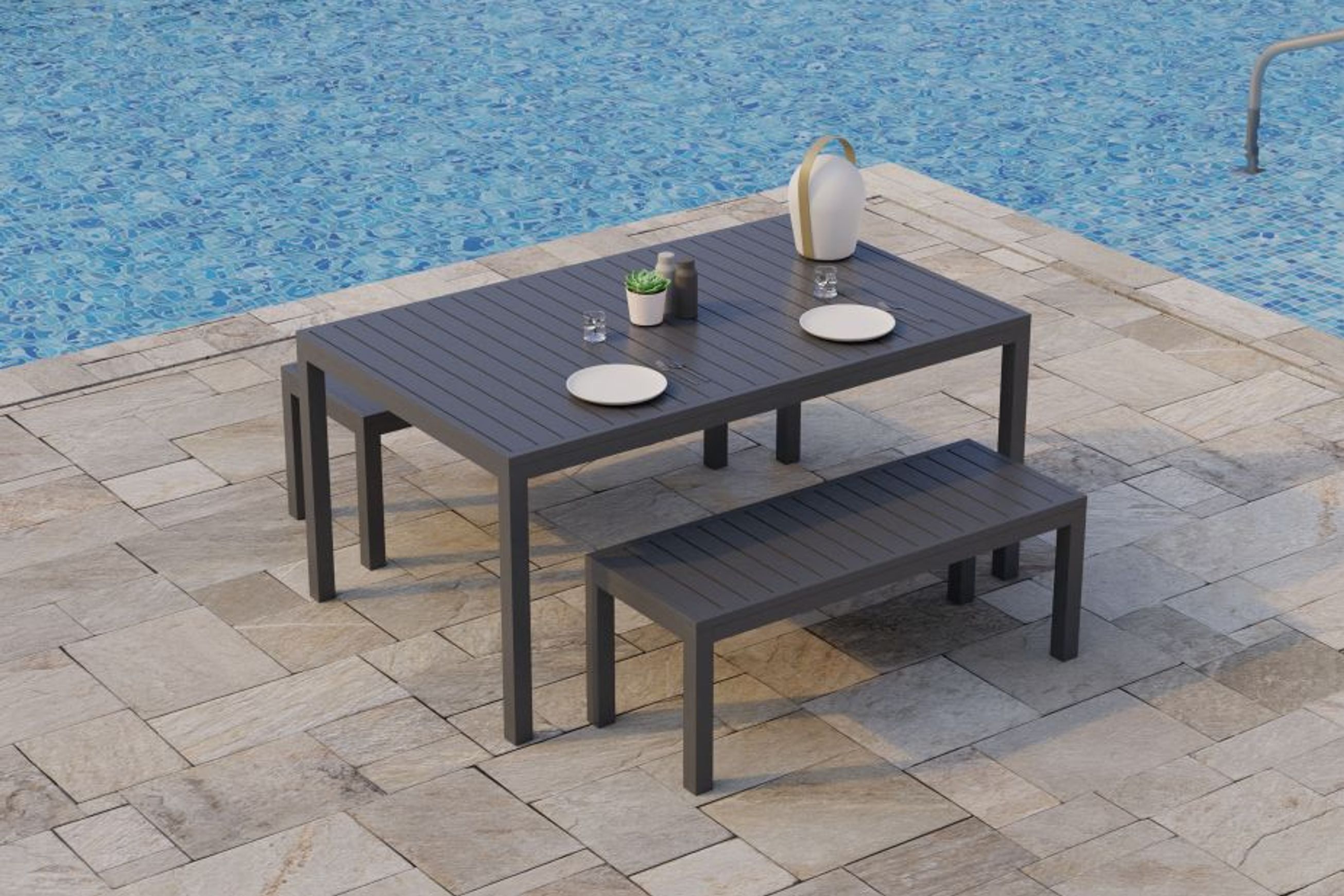 Halki Bench Seat - Outdoor - 120cm - Charcoal