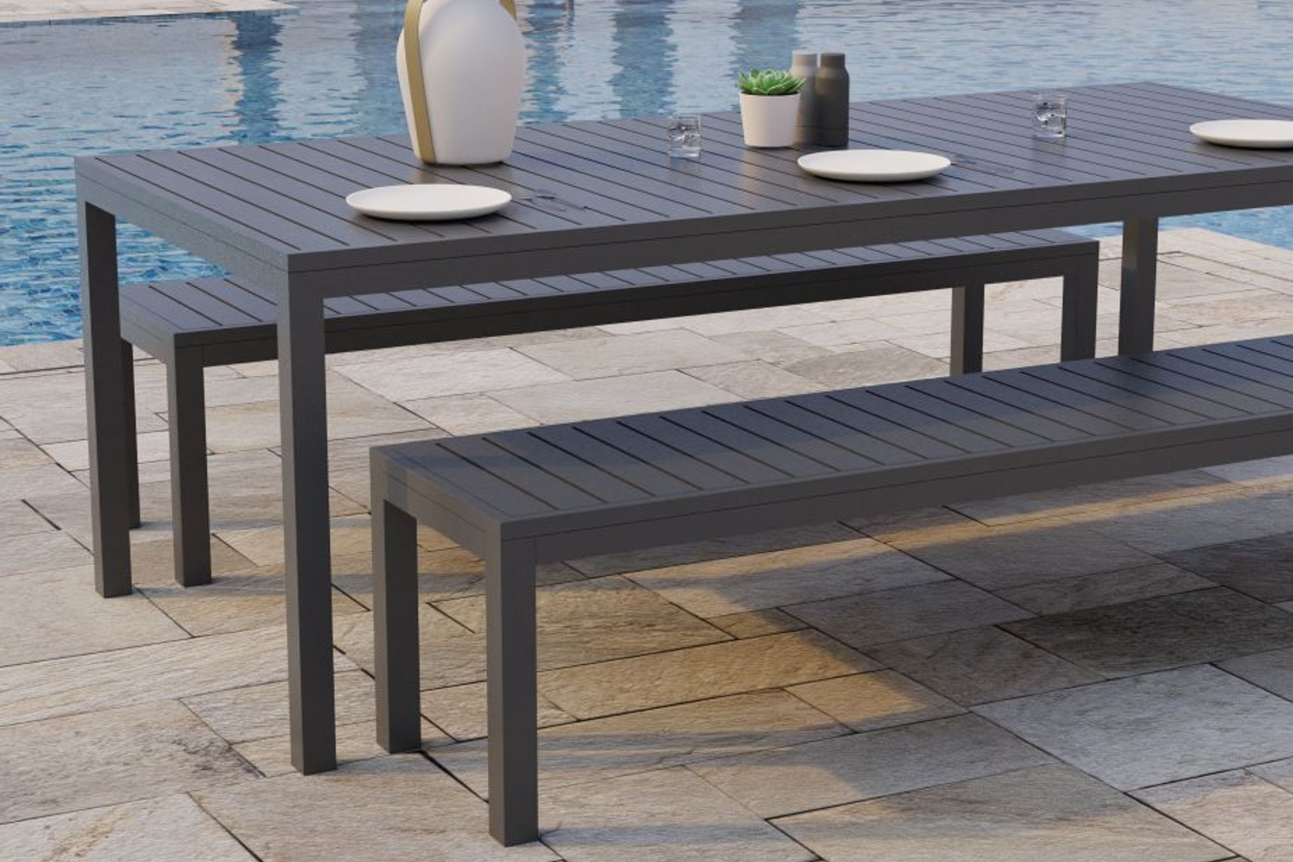 Halki Bench Seat - Outdoor - 190cm - Charcoal
