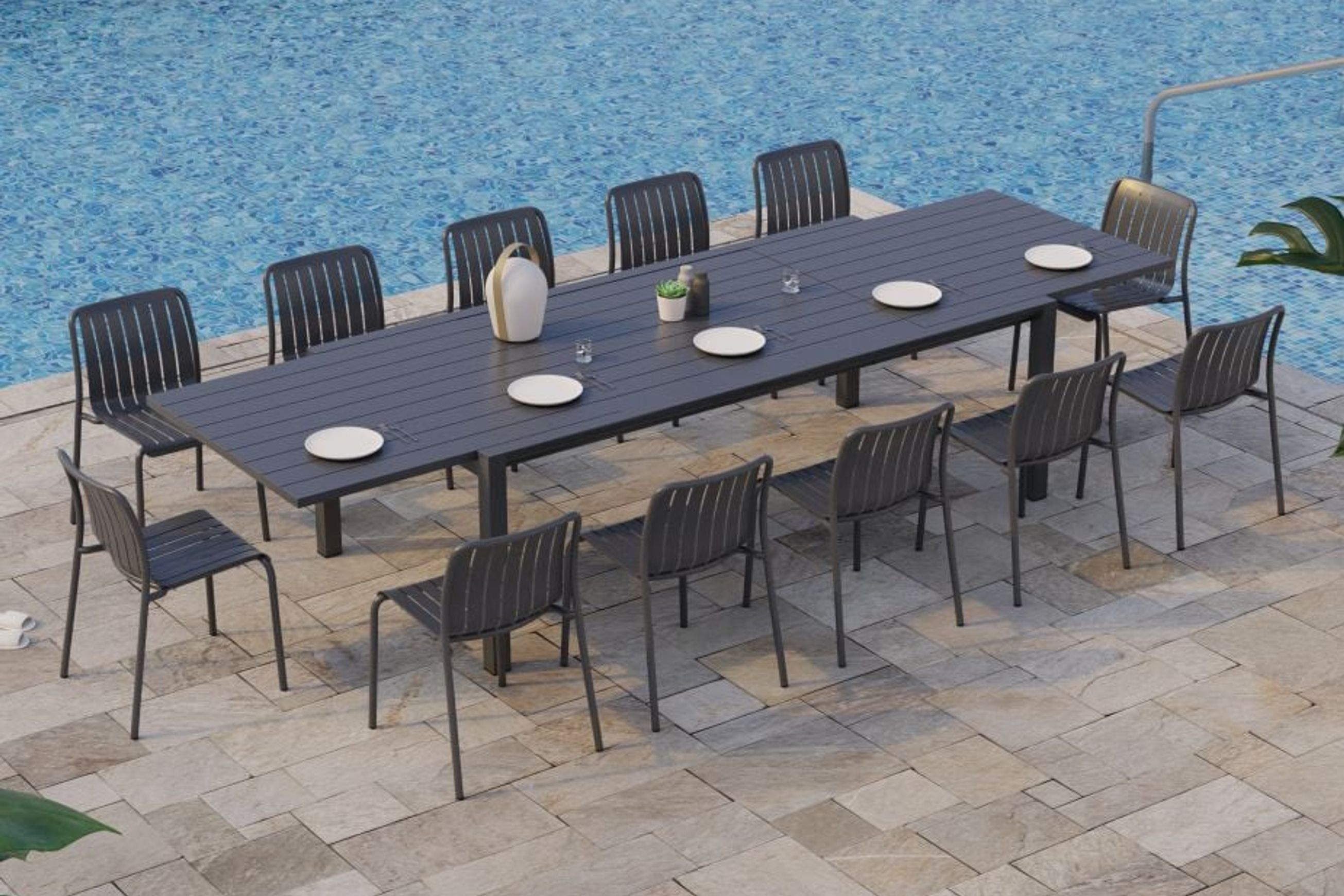 Reflect Table - Outdoor - Extendable 220/338 x 106cm - Charcoal
