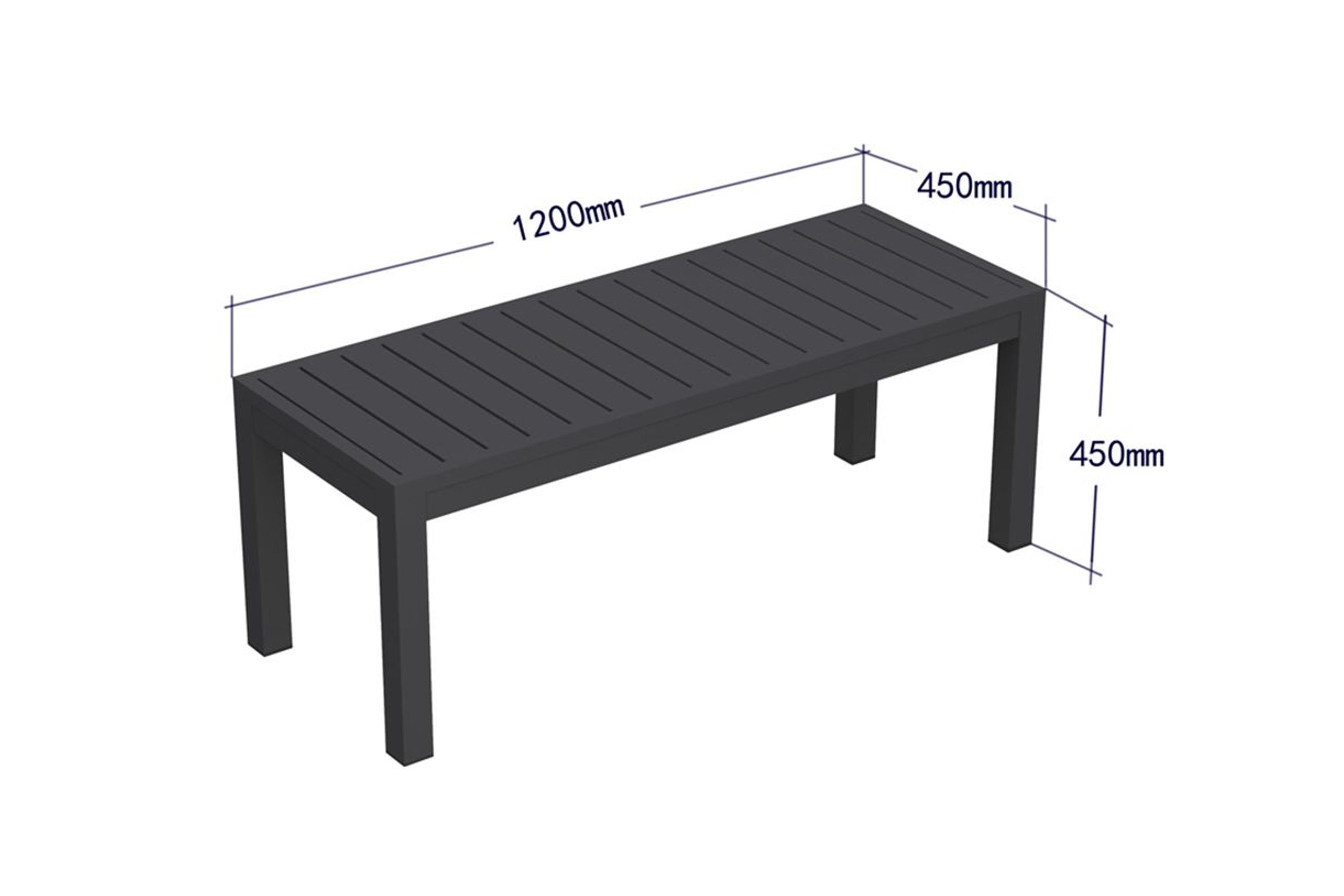 Halki Bench Seat - Outdoor - 120cm - Charcoal