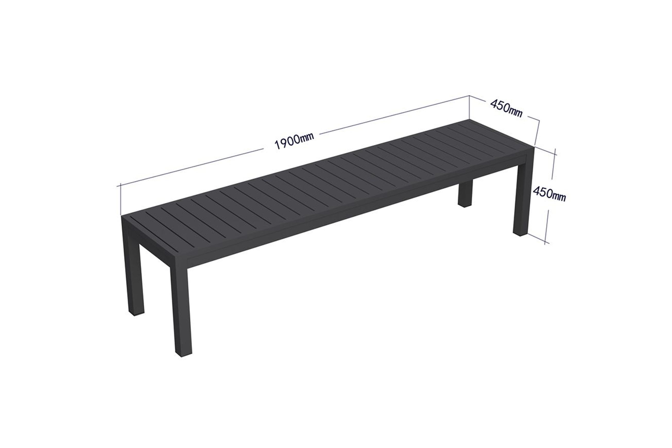 Halki Bench Seat - Outdoor - 190cm - Charcoal