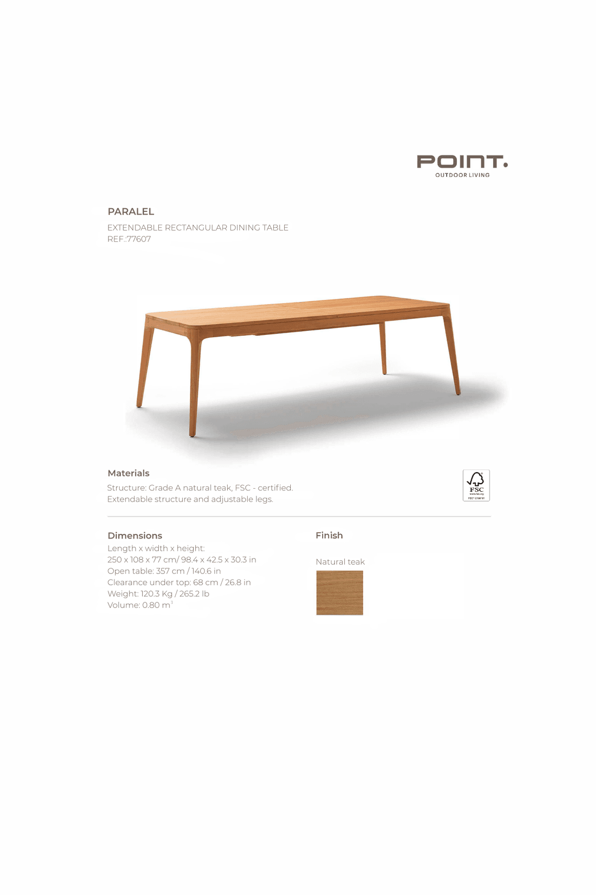 Paralel 250–300cm Extendable Outdoor Dining Table