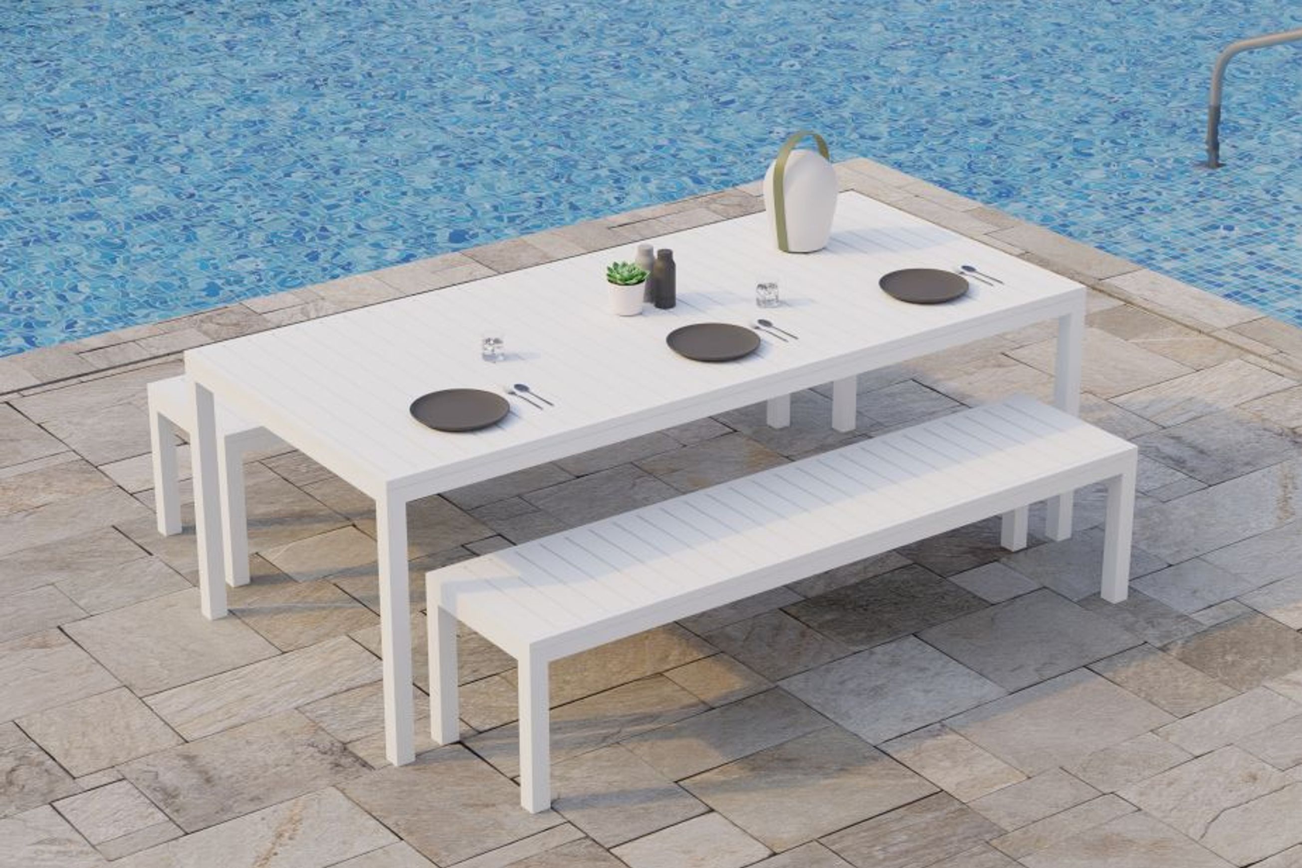Halki Bench Seat - Outdoor - 190cm - White