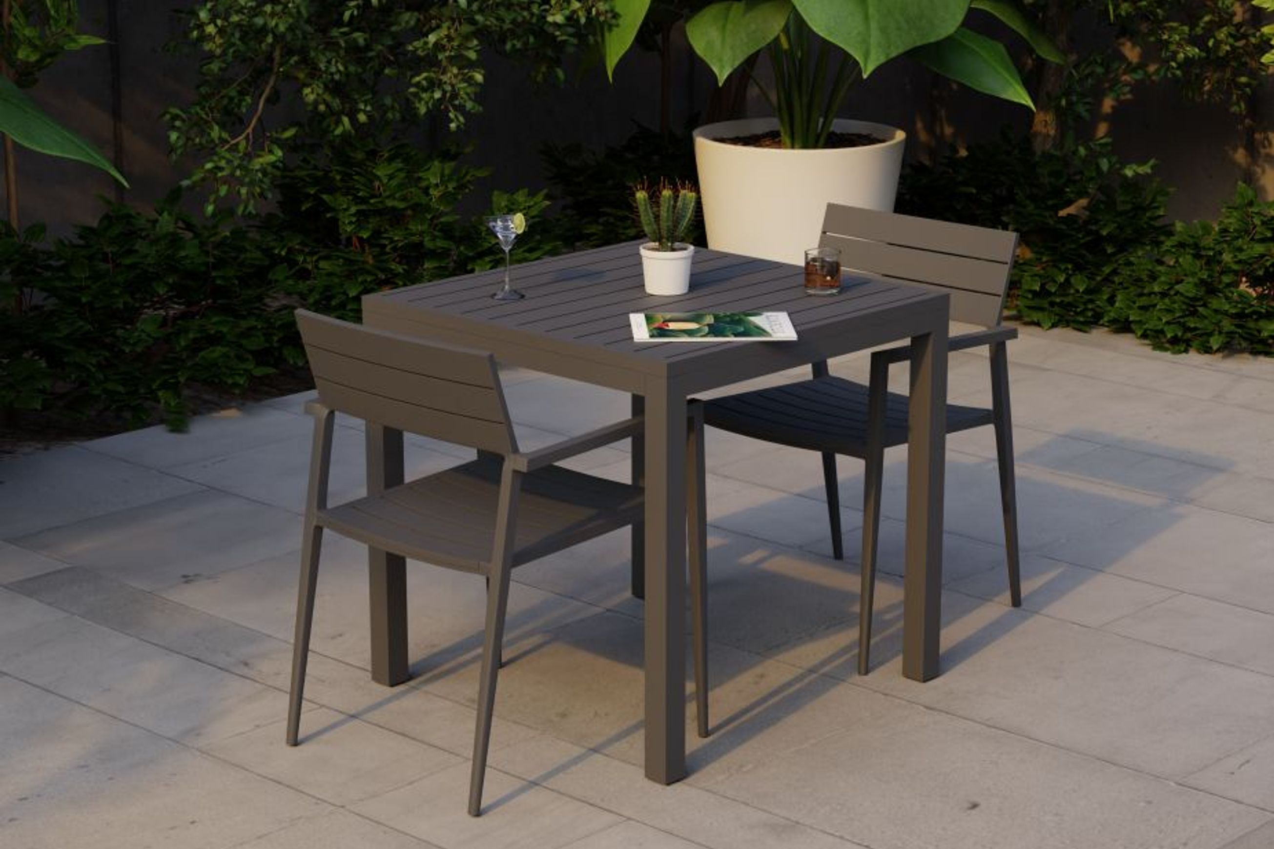 Halki Table Matt Charcoal Aluminium 77cm x 77xm