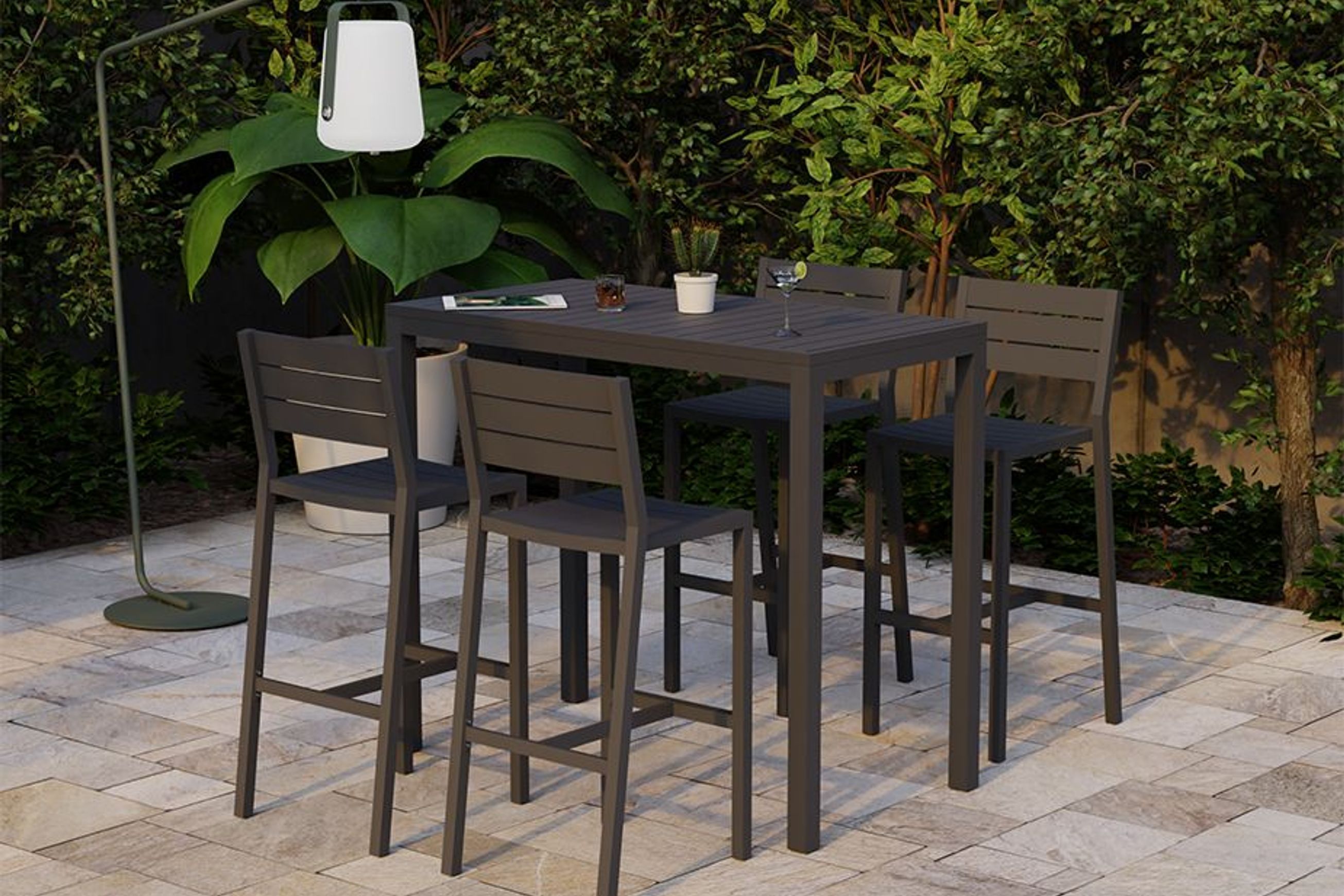 Halki Table - Outdoor - High Bar - 125cm x 65cm - Charcoal