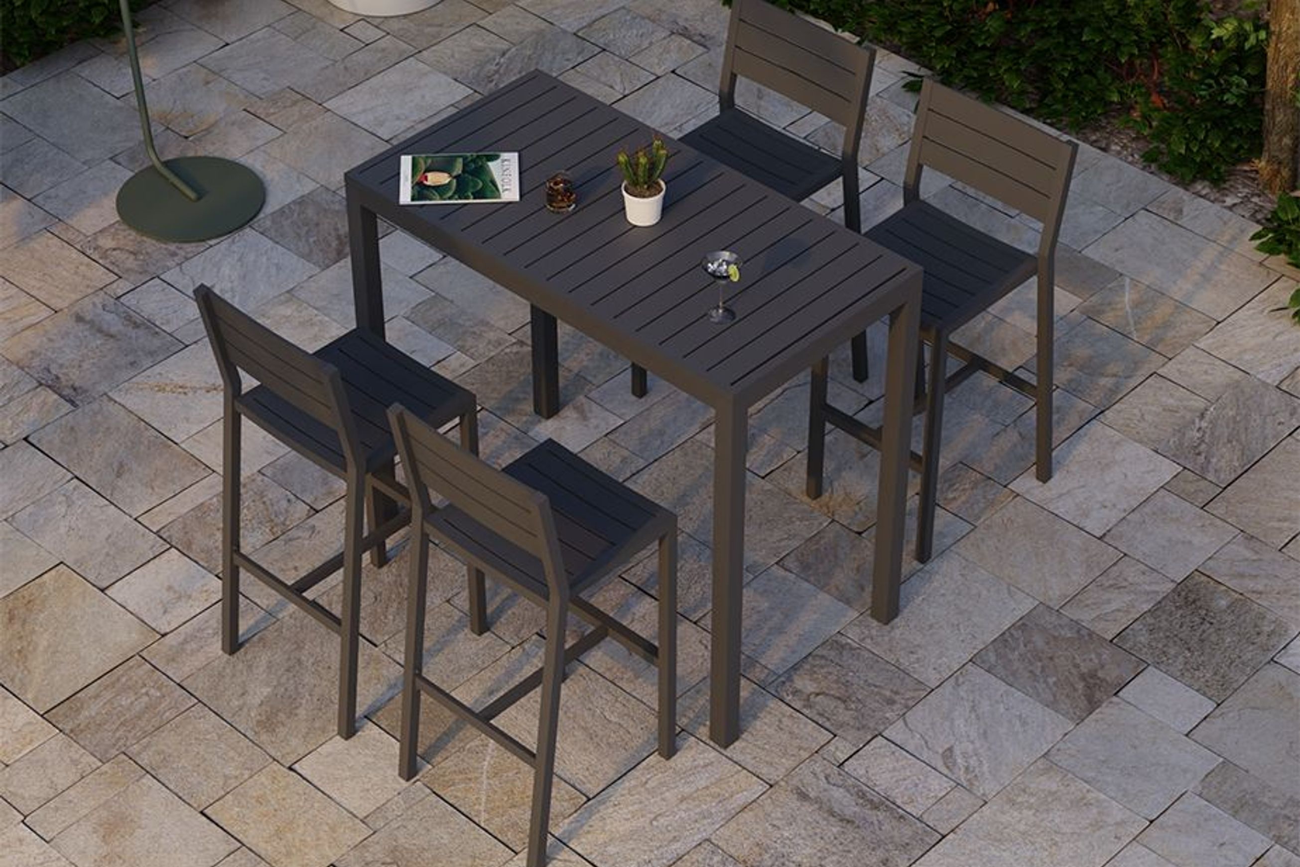 Halki Table - Outdoor - High Bar - 125cm x 65cm - Charcoal