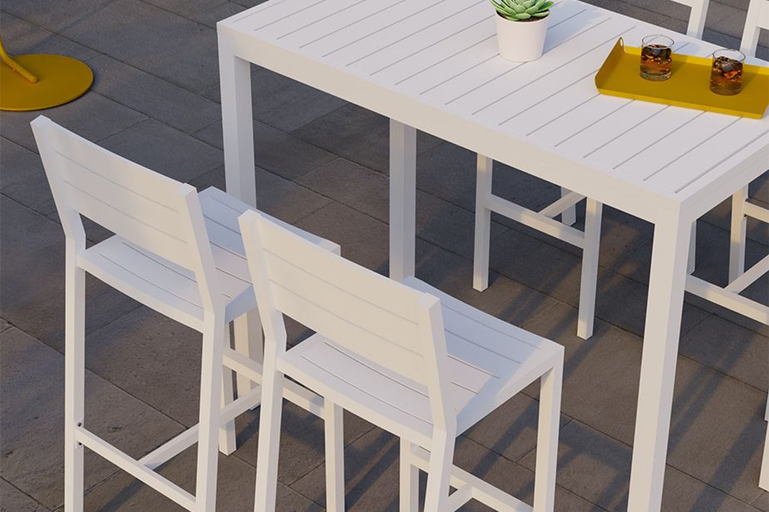 Halki Table - Outdoor - High Bar - 125cm x 65cm - White