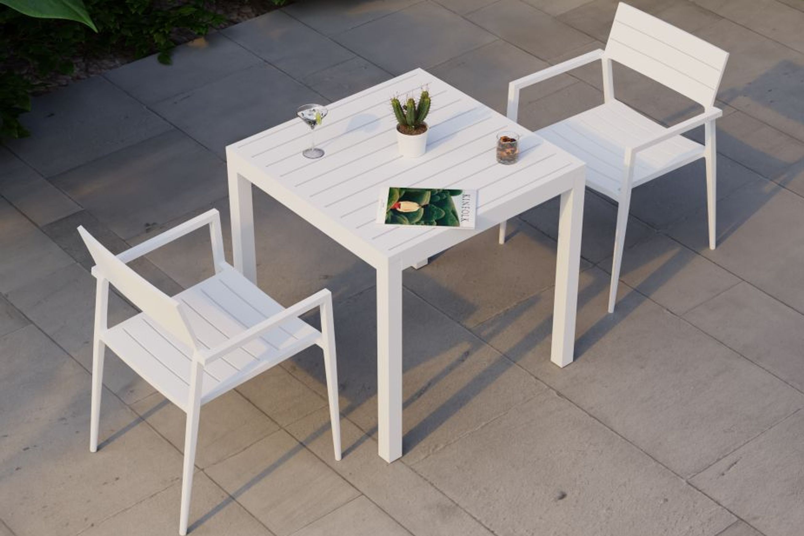 Halki Table Matt White Aluminium 77cm x 77cm