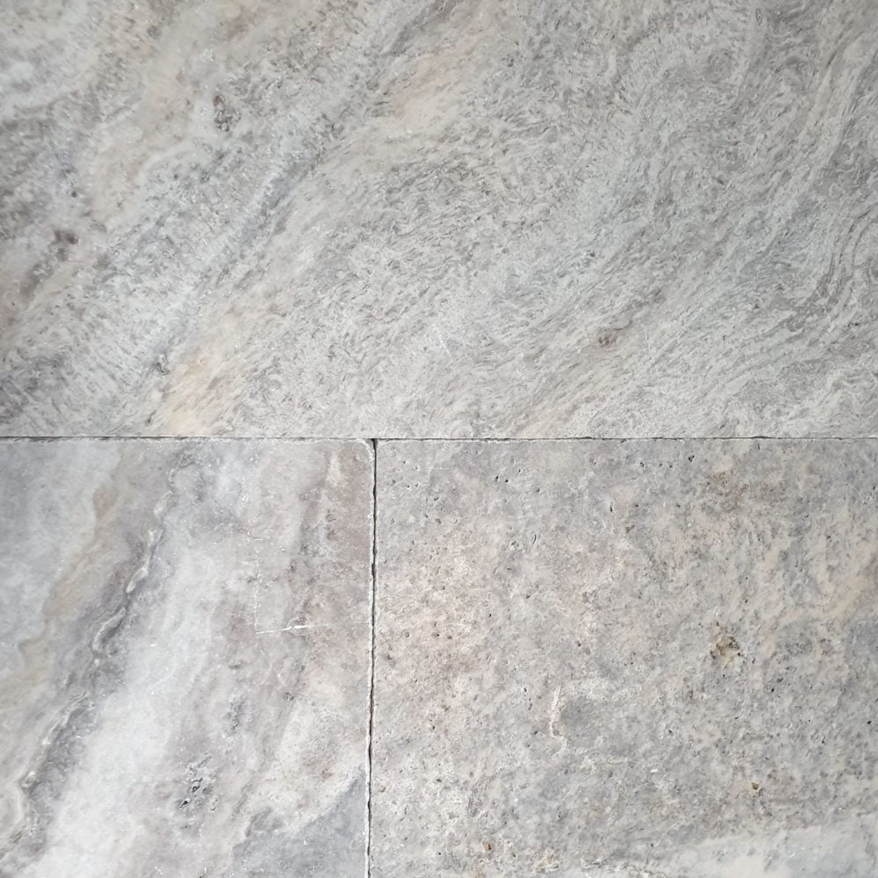 30mm Aqua Silver Travertine Pavers - Tumbled & Unfille