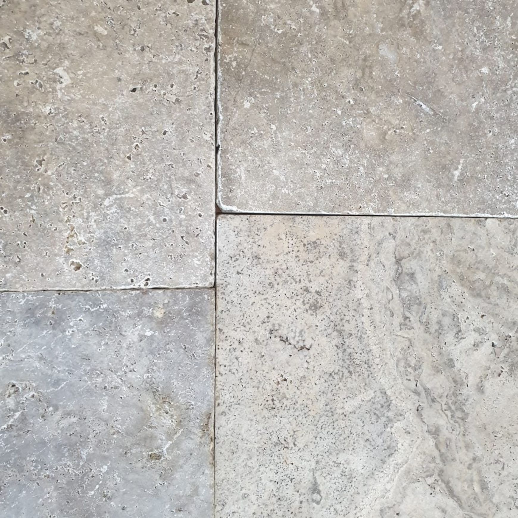 30mm Classic Silver Travertine French Pattern Pavers  - Tumbled & Unfilled  - Select Grade