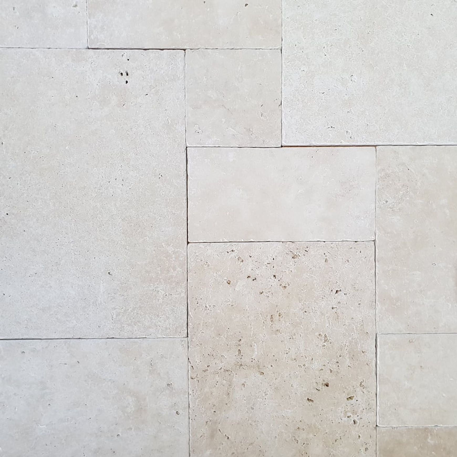 12mm Ivory Travertine French Pattern Tiles  - Tumbled