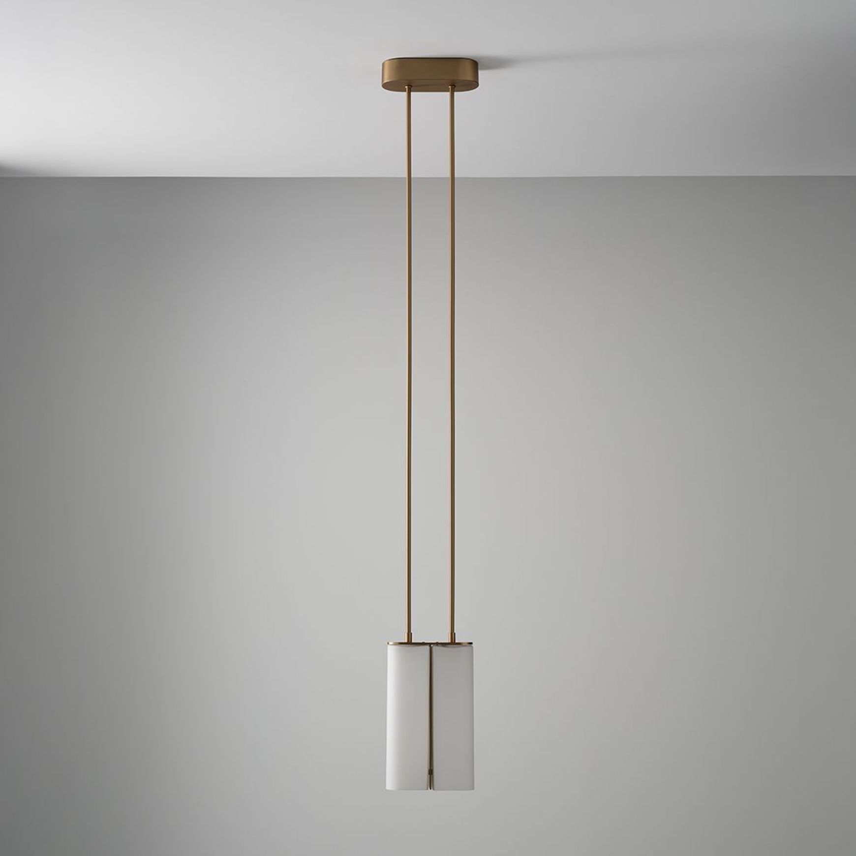 Matteo LED Twin Glass Pendant in Aged Brass