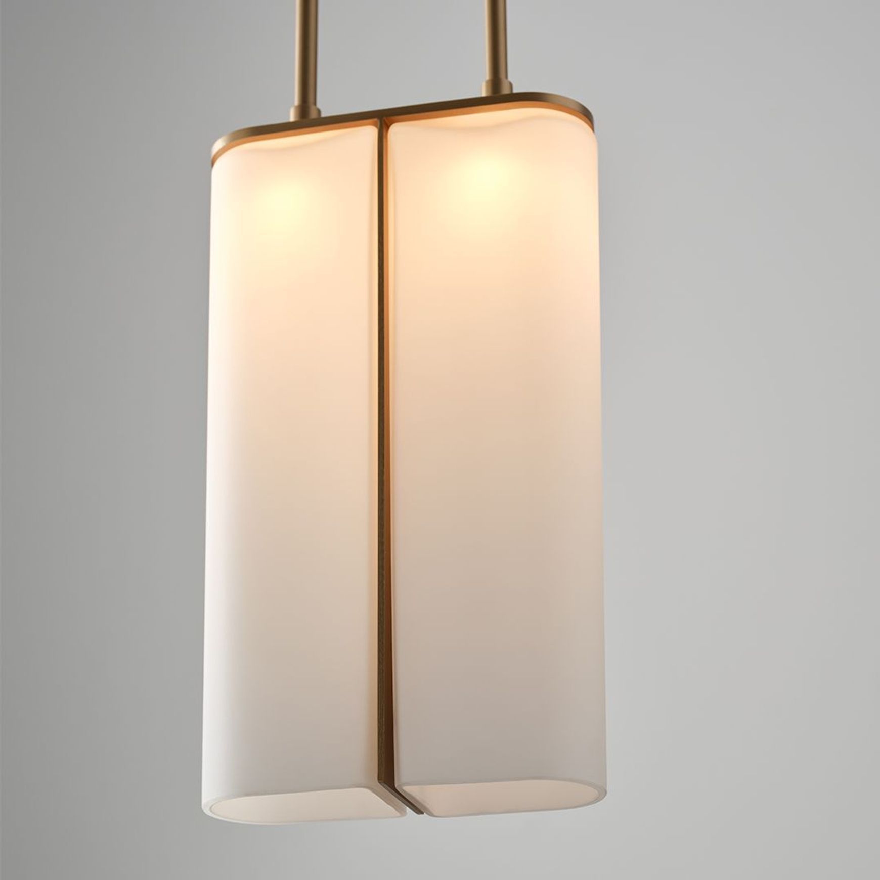 Matteo LED Twin Glass Pendant in Aged Brass