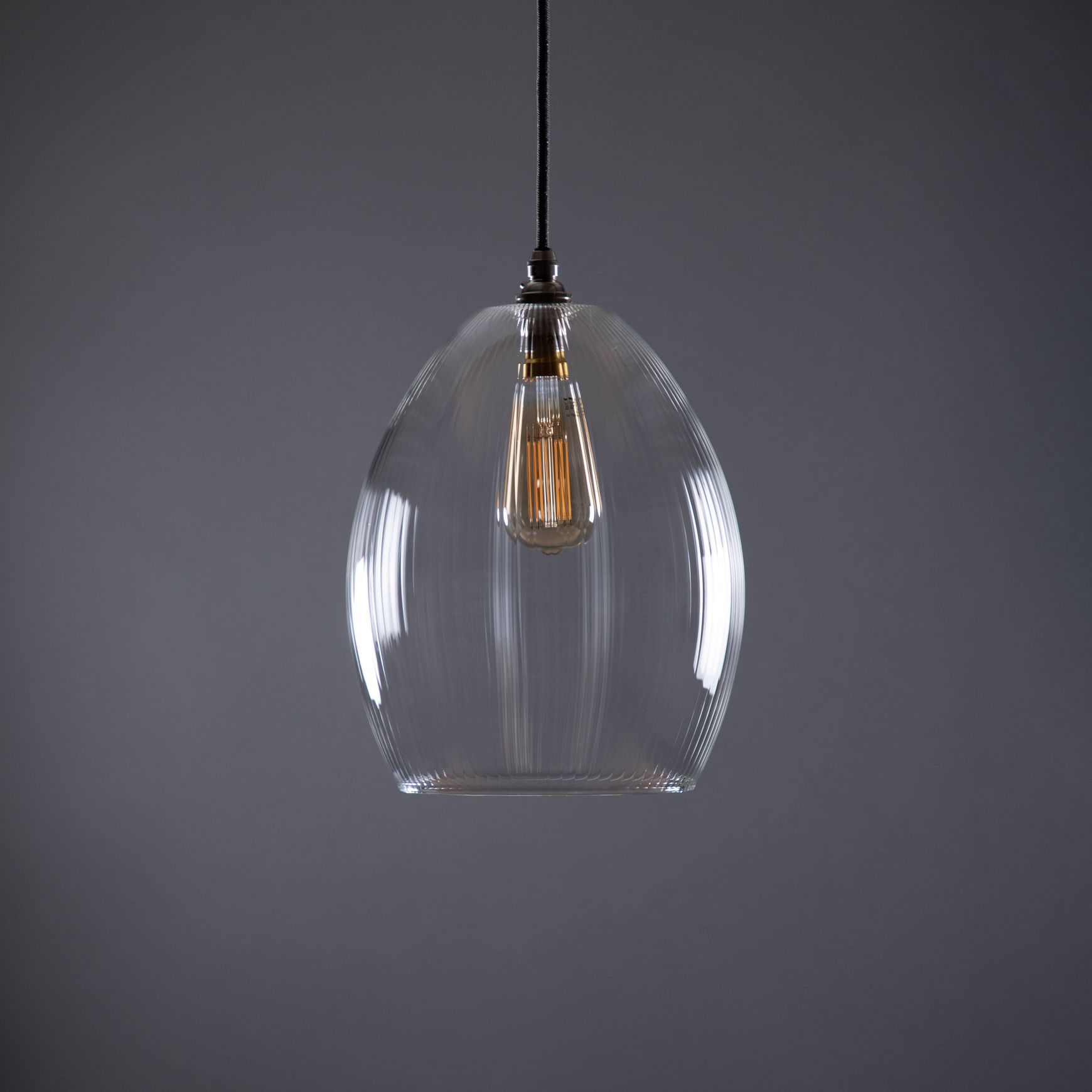 Jules Fine Ribbed Glass Pendant