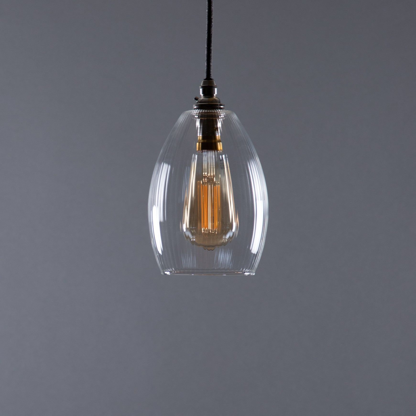 Jules Fine Ribbed Glass Pendant